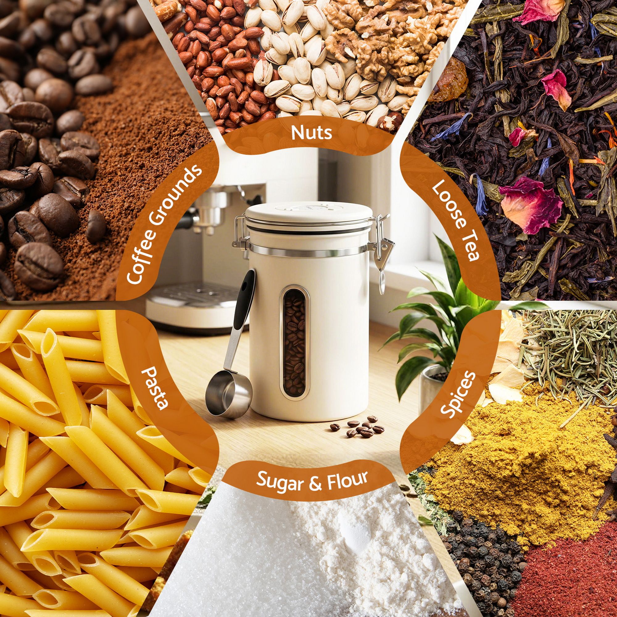 5-Star Chef 1.8L Stainless Steel Coffee Bean Storage Container Coffee Canister - Image 8
