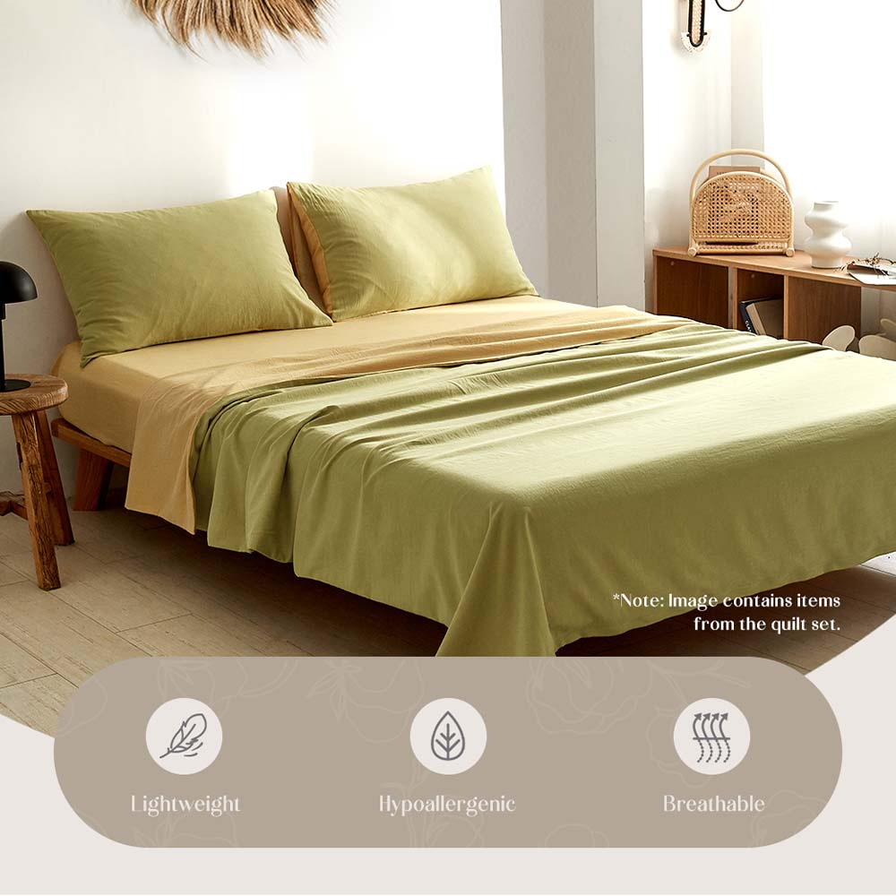 Cosy Club Cotton Bed Sheets Set Yellow Cover Single - Image 4