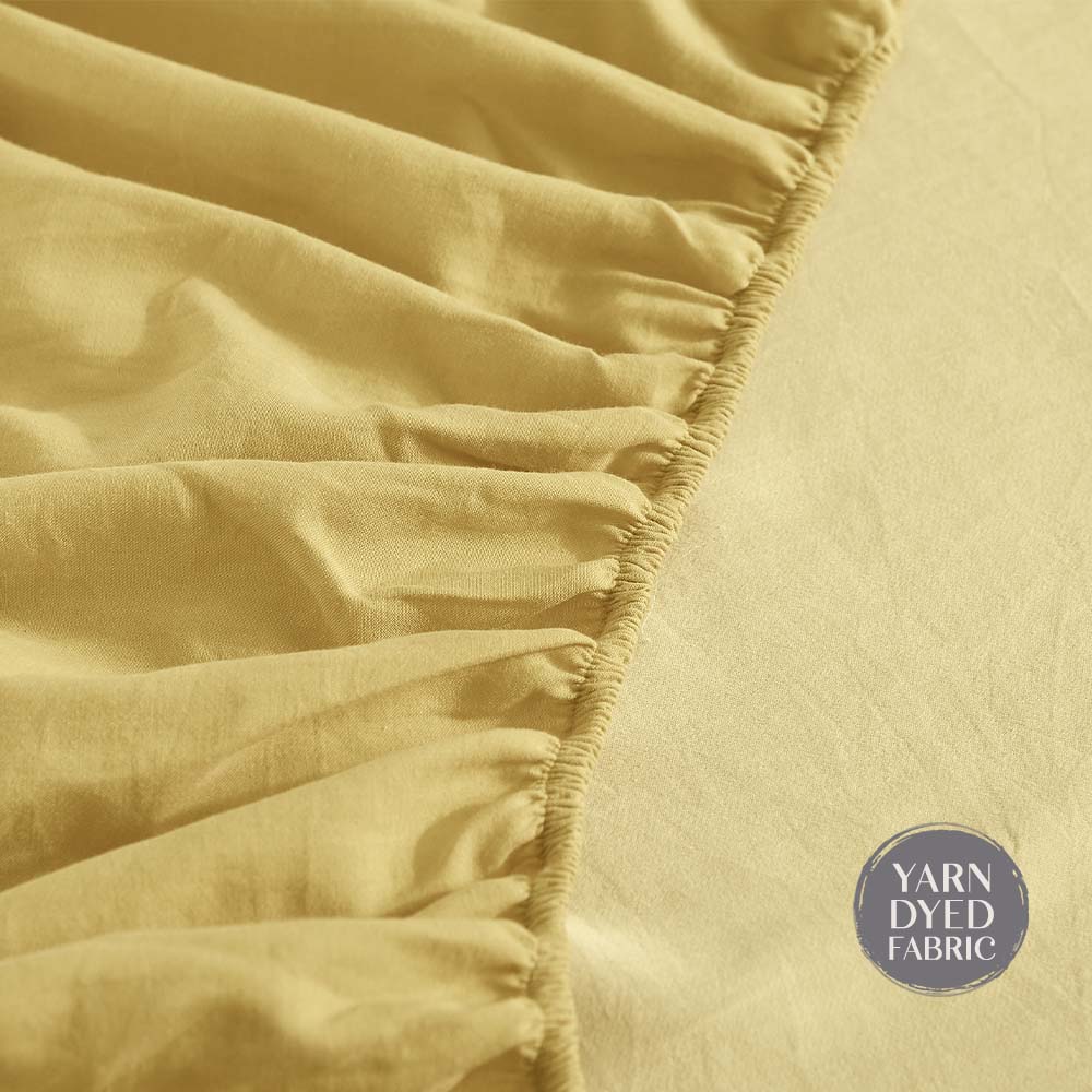 Cosy Club Cotton Bed Sheets Set Yellow Cover Single - Image 6