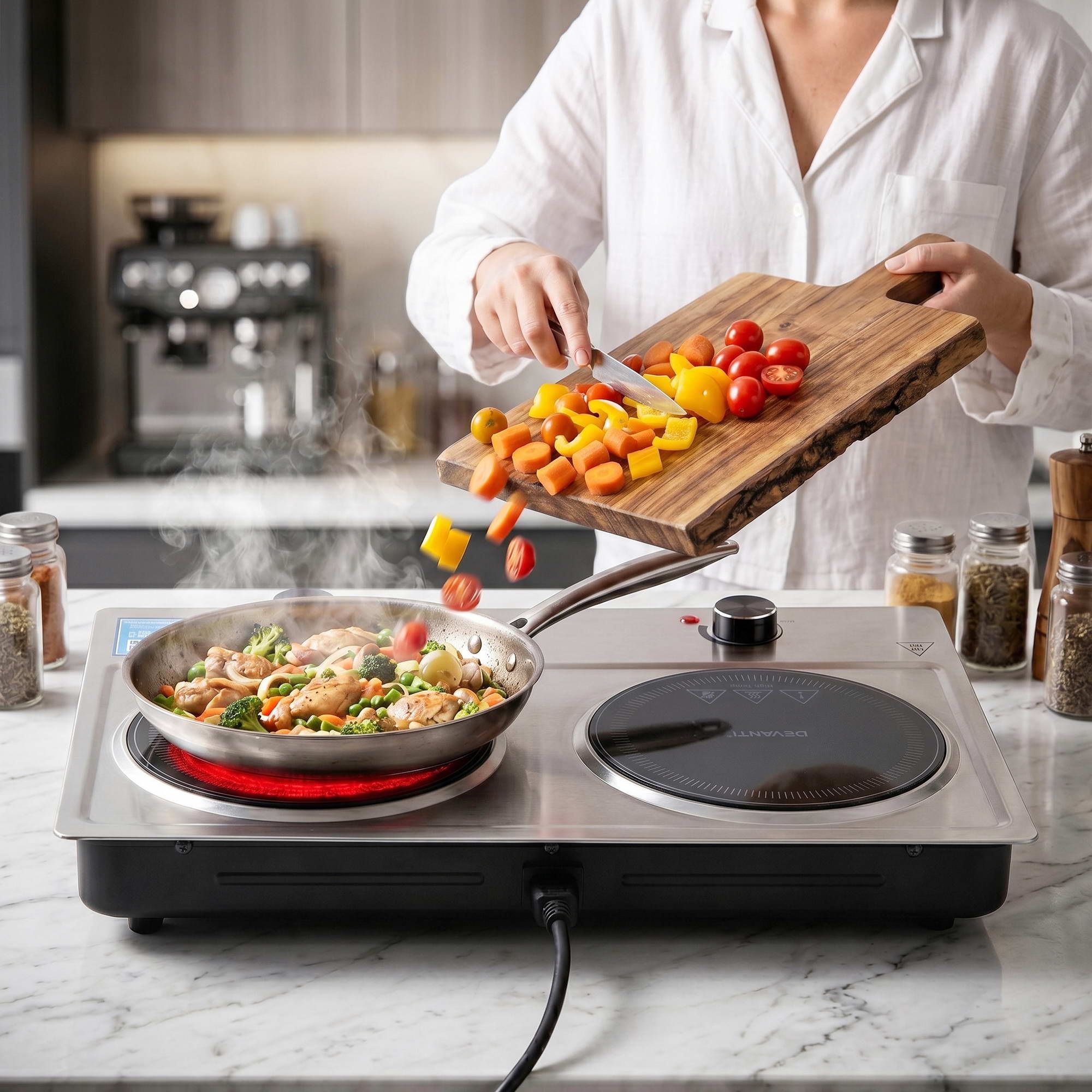 Devanti 2 Hobs Ceramic Cooktop Electric Hot Plate Infrared Knob Control 2400W - Image 8