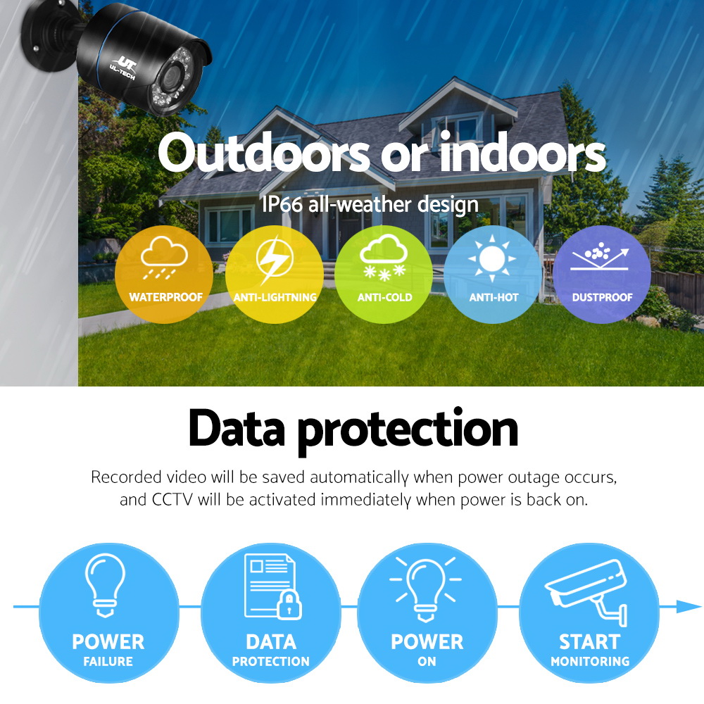 UL-tech CCTV Security System 8CH DVR 4 Cameras 2TB Hard Drive - Image 6
