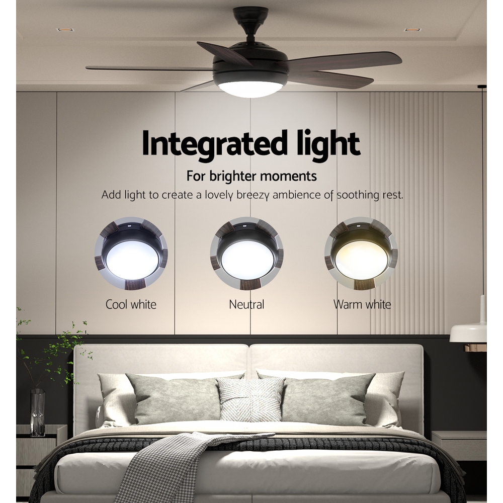Devanti 52'' Ceiling Fan AC Motor 5 Blades w/Light - Dark Wood - Image 5