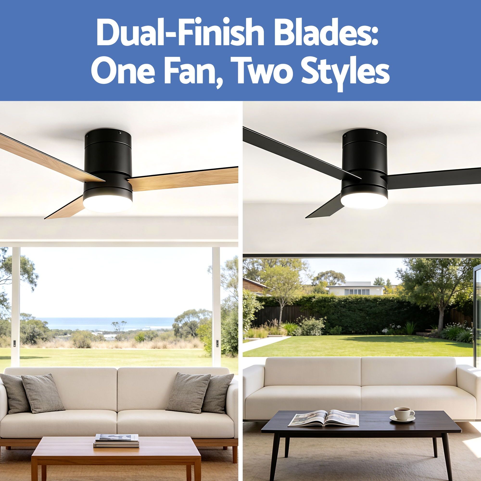 Devanti 52'' Ceiling Fan 3 Blades Double-sided DC Motor w/Light w/Remote Light Wood and bLack - Image 8