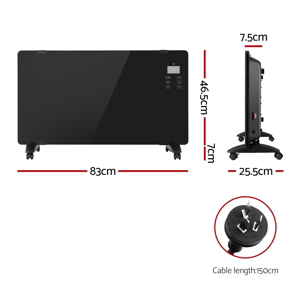 Devanti Electric Convection Heater Black 2000W - Image 2