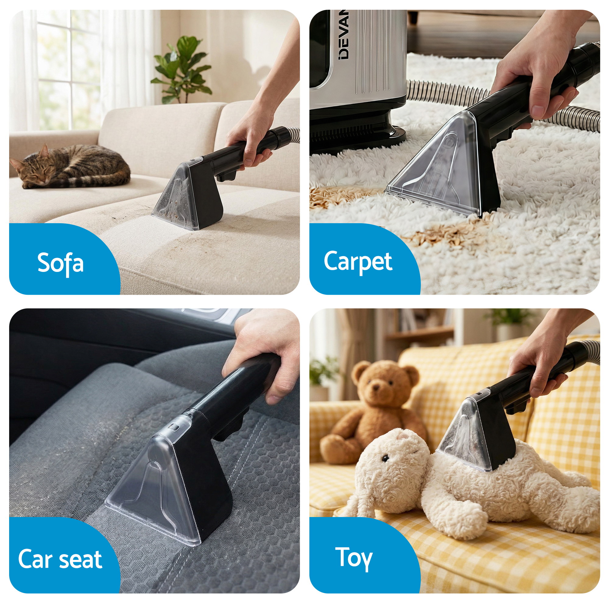 Devanti Carpet Washer Vacuum Cleaner 600W 13kpa Hose Self-Cleaning Function - Image 5