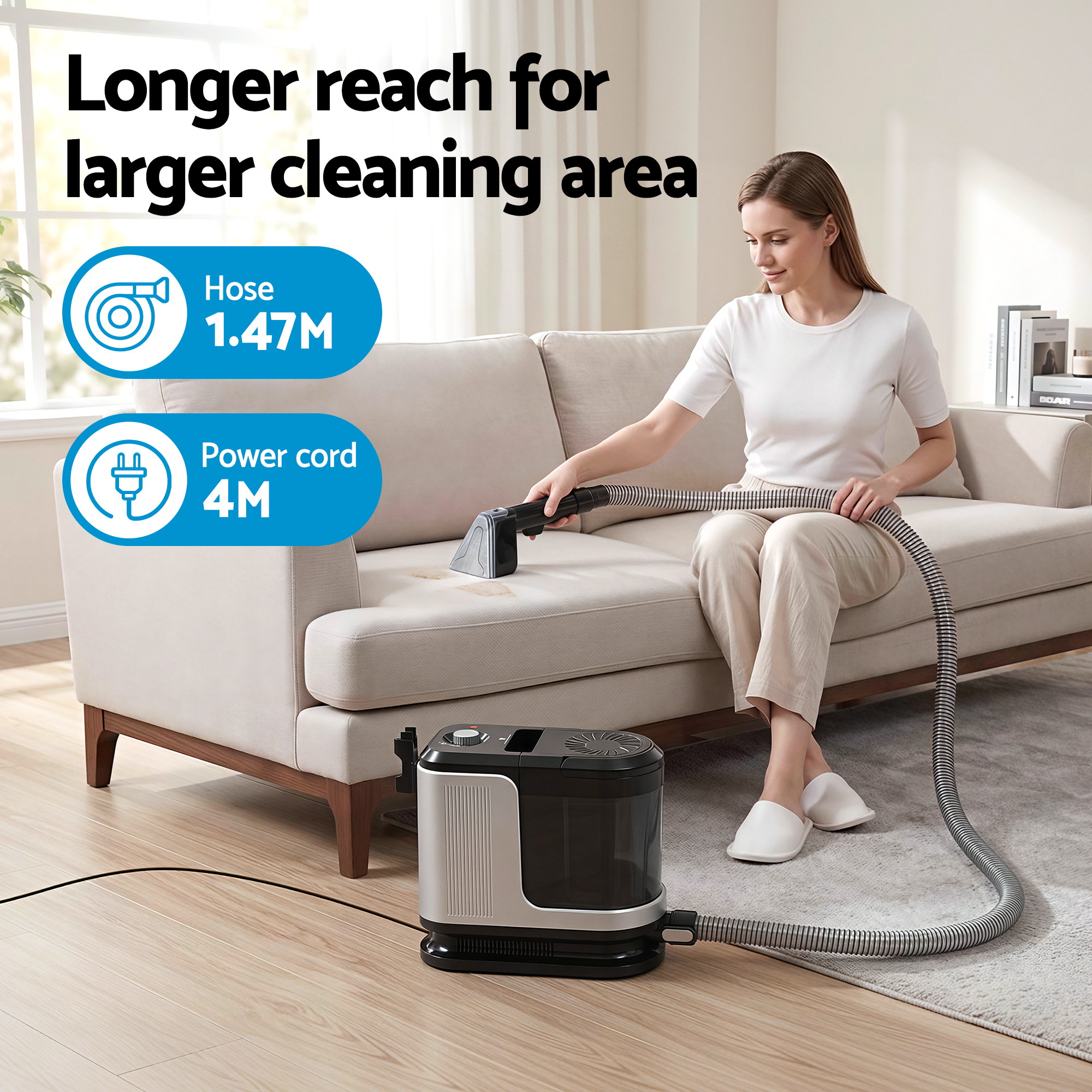 Devanti Carpet Washer Vacuum Cleaner 600W 13kpa Hose Self-Cleaning Function - Image 6