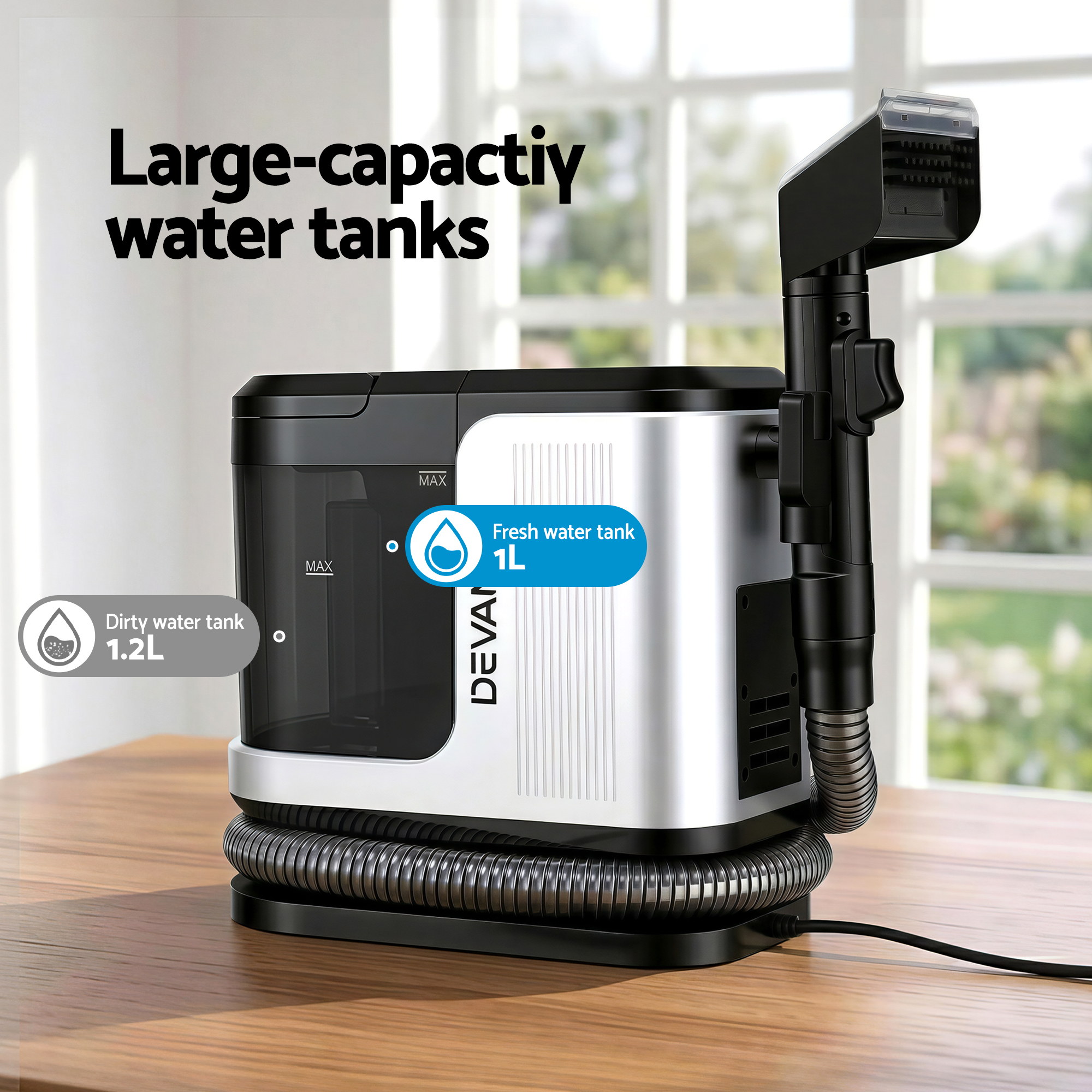 Devanti Carpet Washer Vacuum Cleaner 600W 13kpa Hose Self-Cleaning Function - Image 8