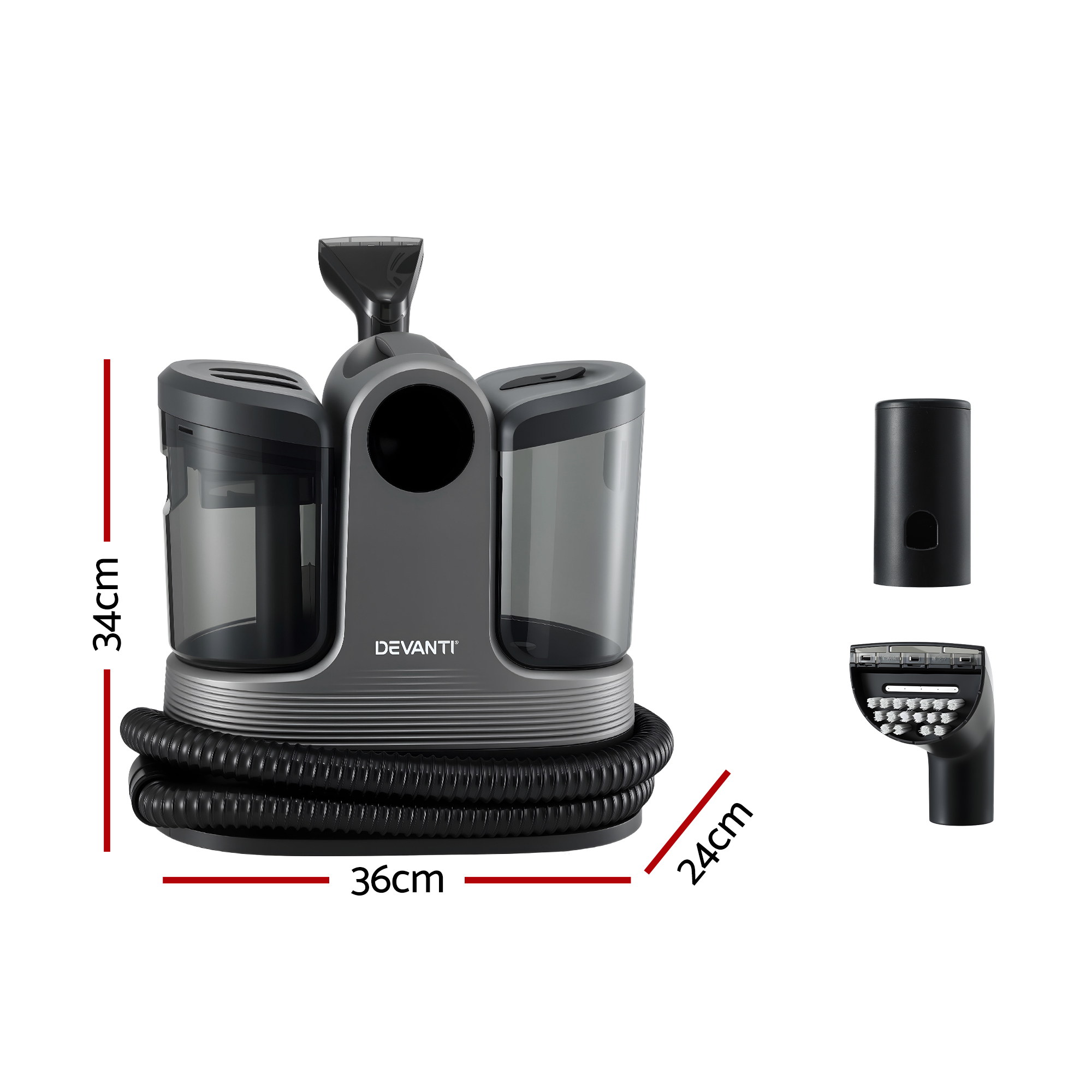 Devanti Carpet Washer Handheld Vacuum Cleaner 1700W 11kpa Rapid Heating Black - Image 2