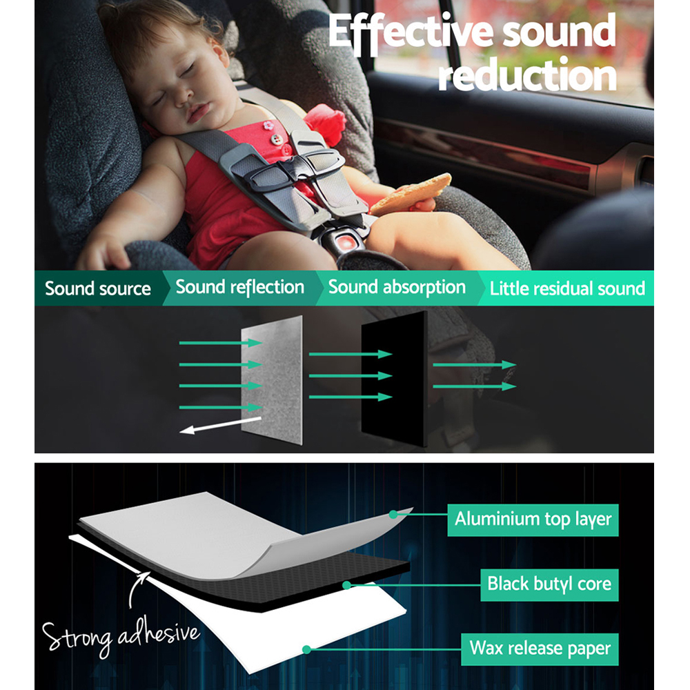 Weisshorn 36PCS 32CM X 50CM Car Sound Deadener Butyl Noise Insulation Heat Proof Self-adhesive - Image 3