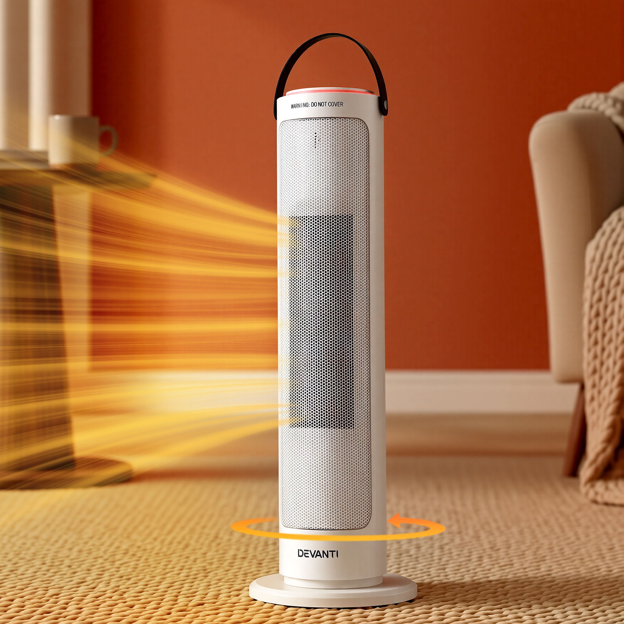 Devanti 2000W Ceramic Tower Heater Space Heaters Oscillating Indoor White - Image 1