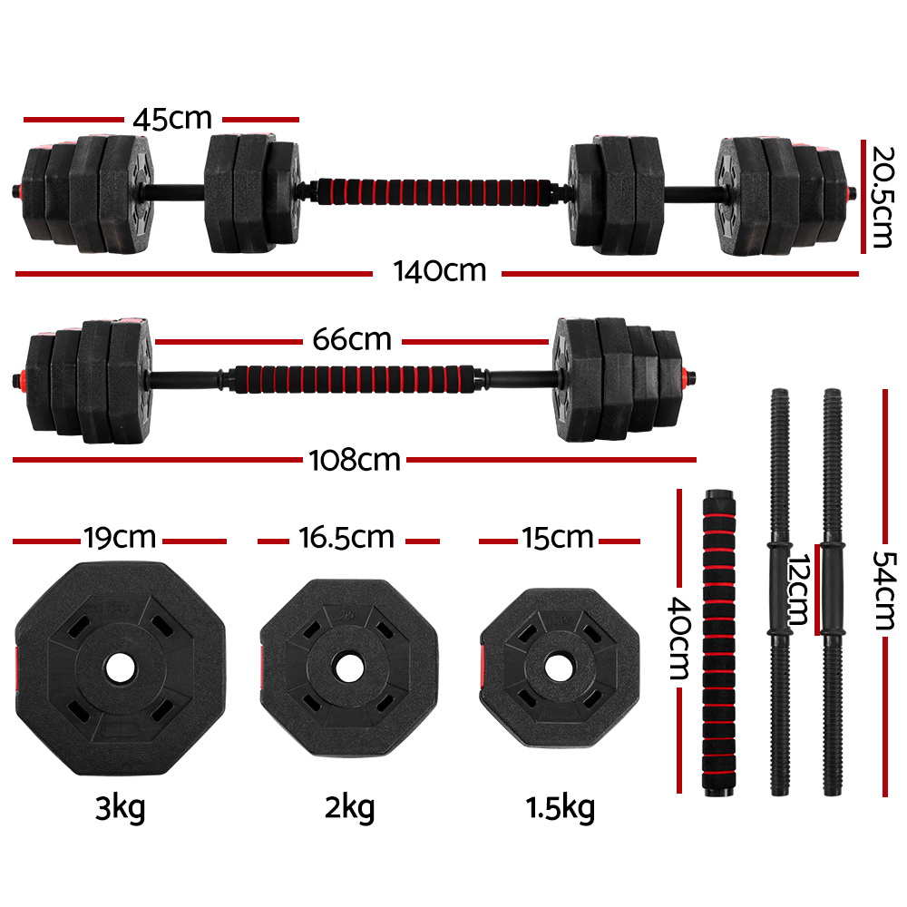 Everfit 40kg Dumbbells Barbell Set Adjustable Dumbbell Weight Lifting - Image 2