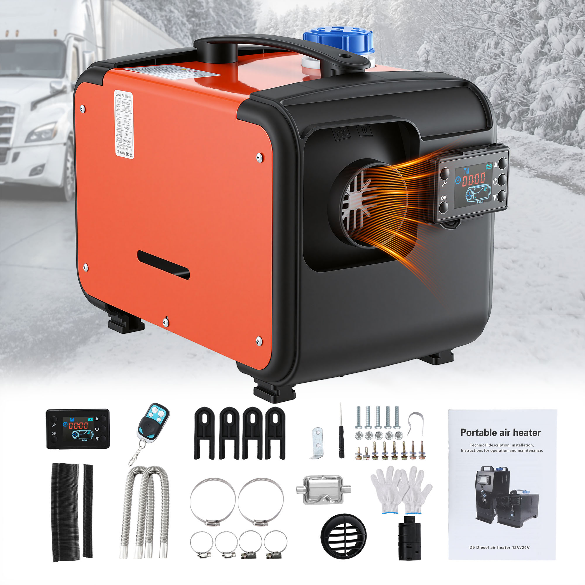 Giantz Diesel Air Heater All-in-one 12/24V 5KW LCD Remote Control for Car RV Indoors machinery - Image 1