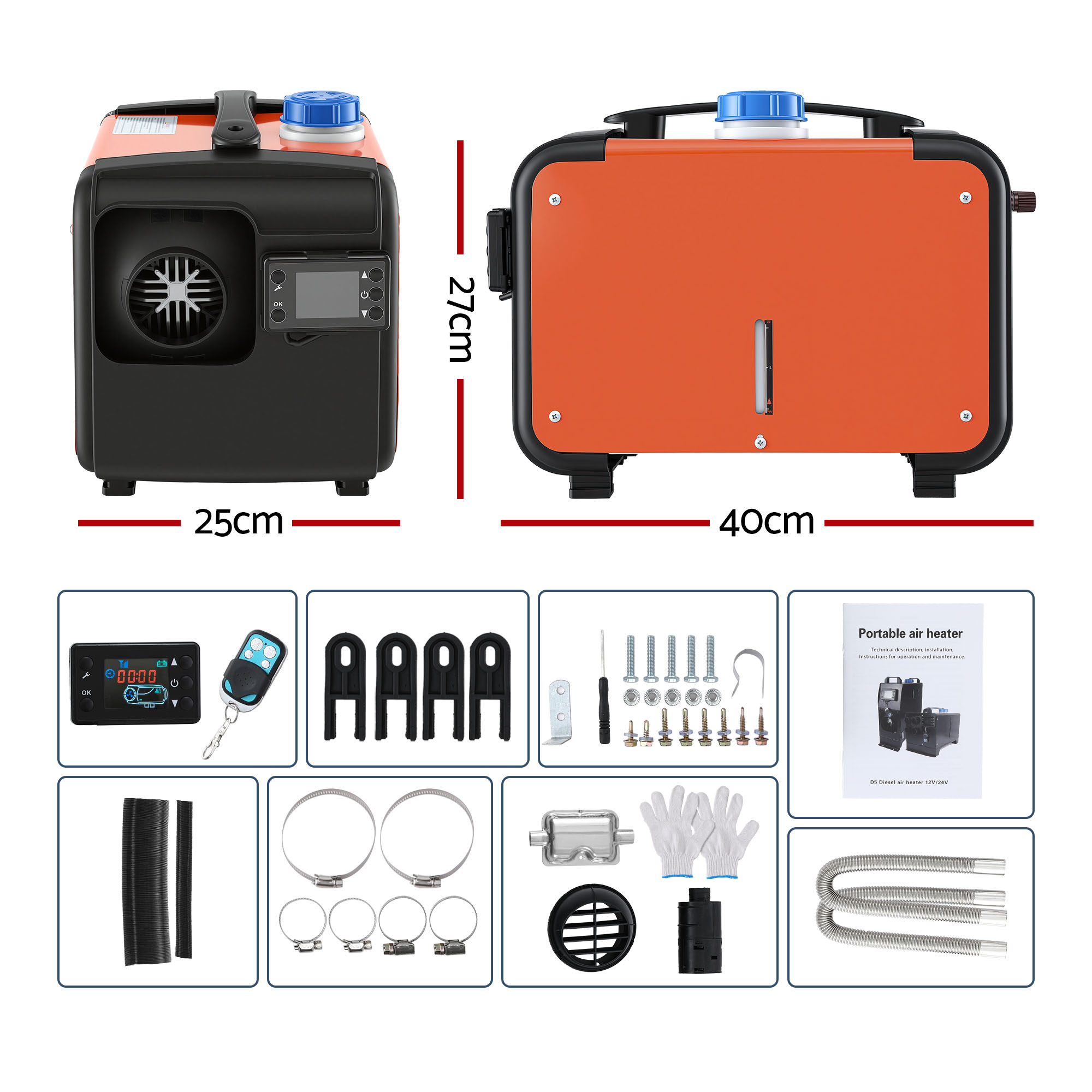 Giantz Diesel Air Heater All-in-one 12/24V 5KW LCD Remote Control for Car RV Indoors machinery - Image 3