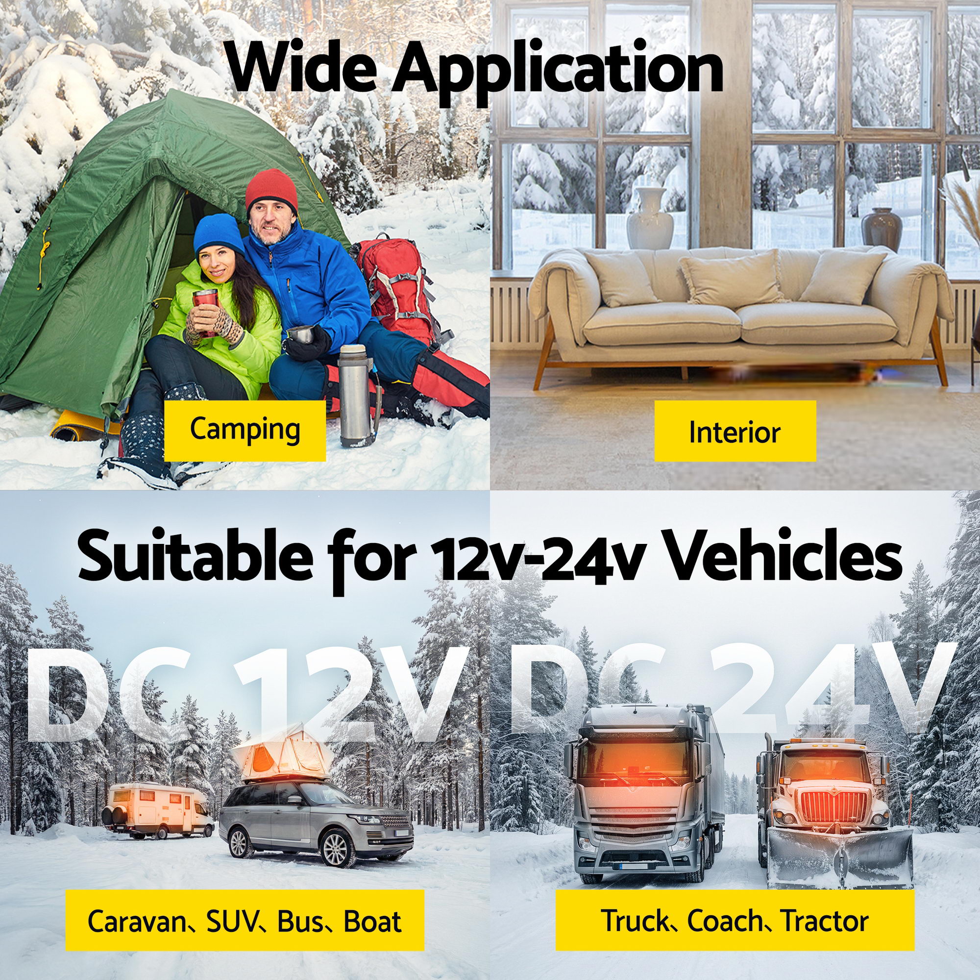Giantz Diesel Air Heater 12-24V 2KW LCD Display Remote Control for Car Bus RV Indoor Black - Image 7