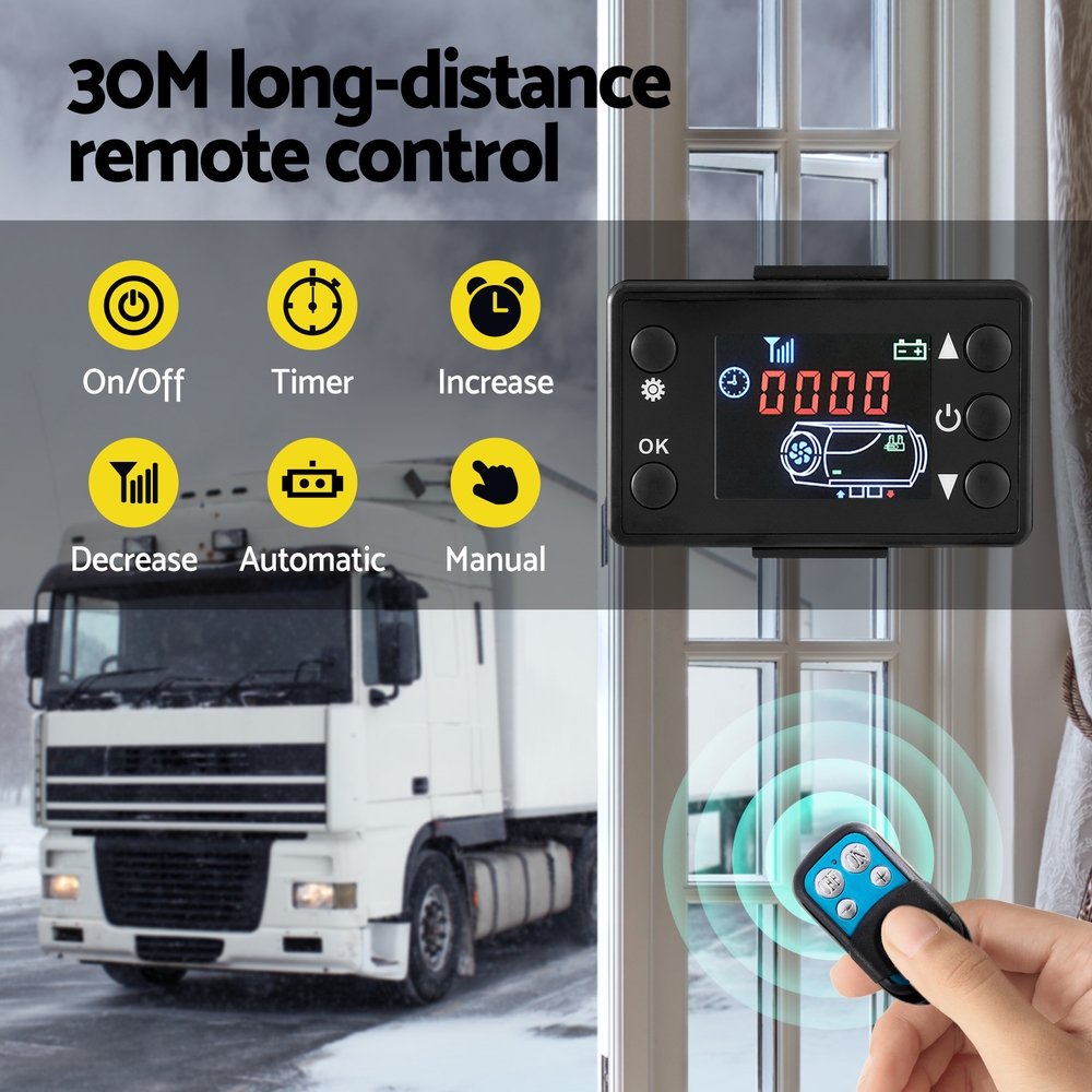 Giantz Diesel Air Heater 12V 5KW LCD Display Remote Control for Car Bus RV Indoor 10L - Image 6