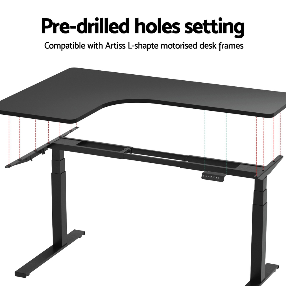 Artiss Standing Desk Top L-shape Black 160CM - Image 6