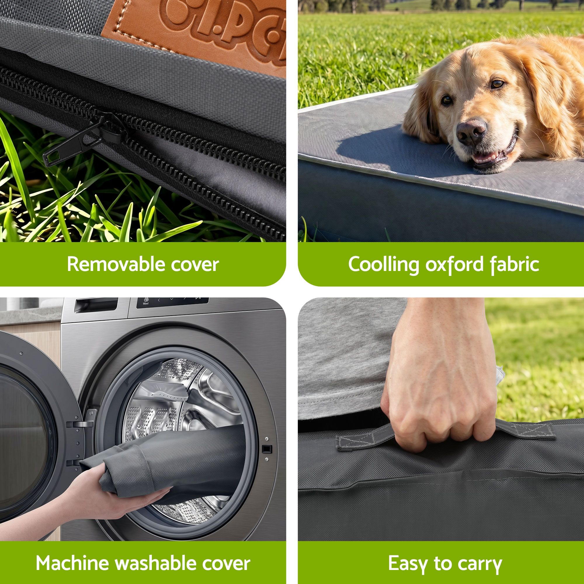 i.Pet Dog Bed XL Water-resistant Egg Crate Foam Orthopedic Pet Mat Grey - Image 4