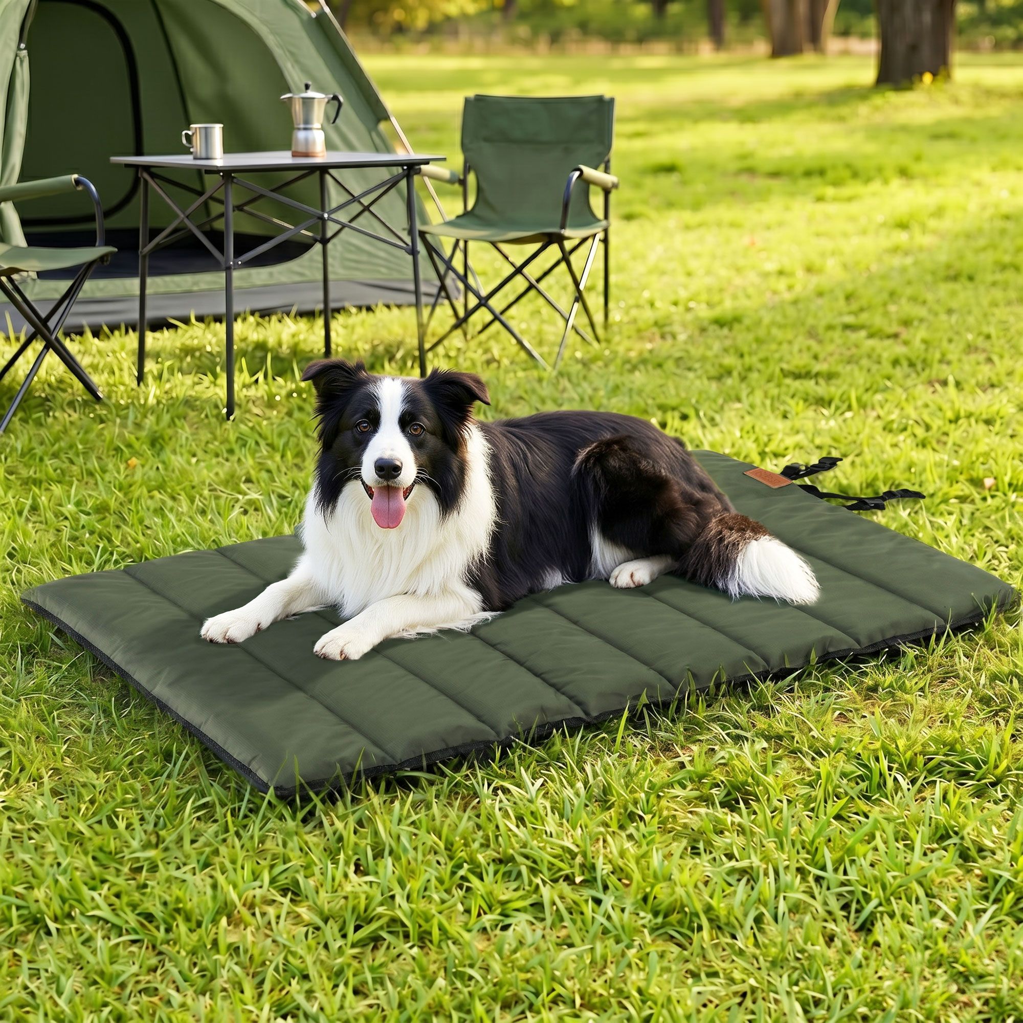i.Pet Outdoor Dog Bed Large Water-resistant Washable Foldable Travel Dog Mat Green - Image 1