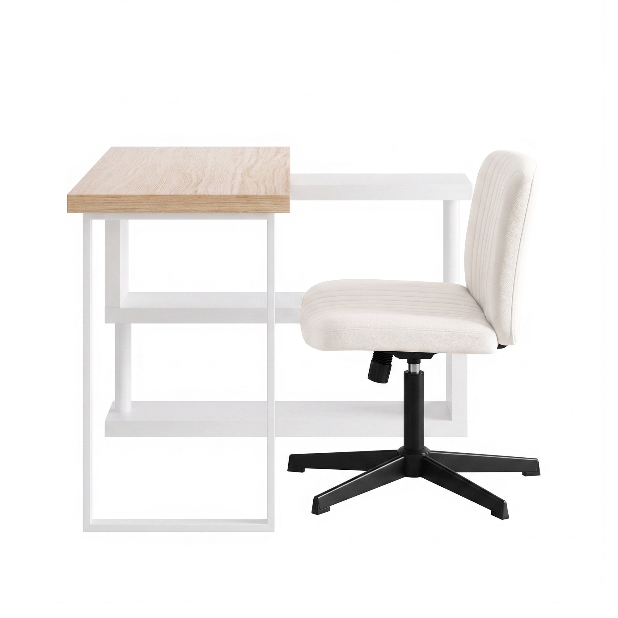 Artiss Office Desk & Chair Set 140cm Computer Desk with Rotatable Bookshelf & Criss Cross Office Chair Armless Swivel Chair, Home Office Study Workstation Furniture - Image 3