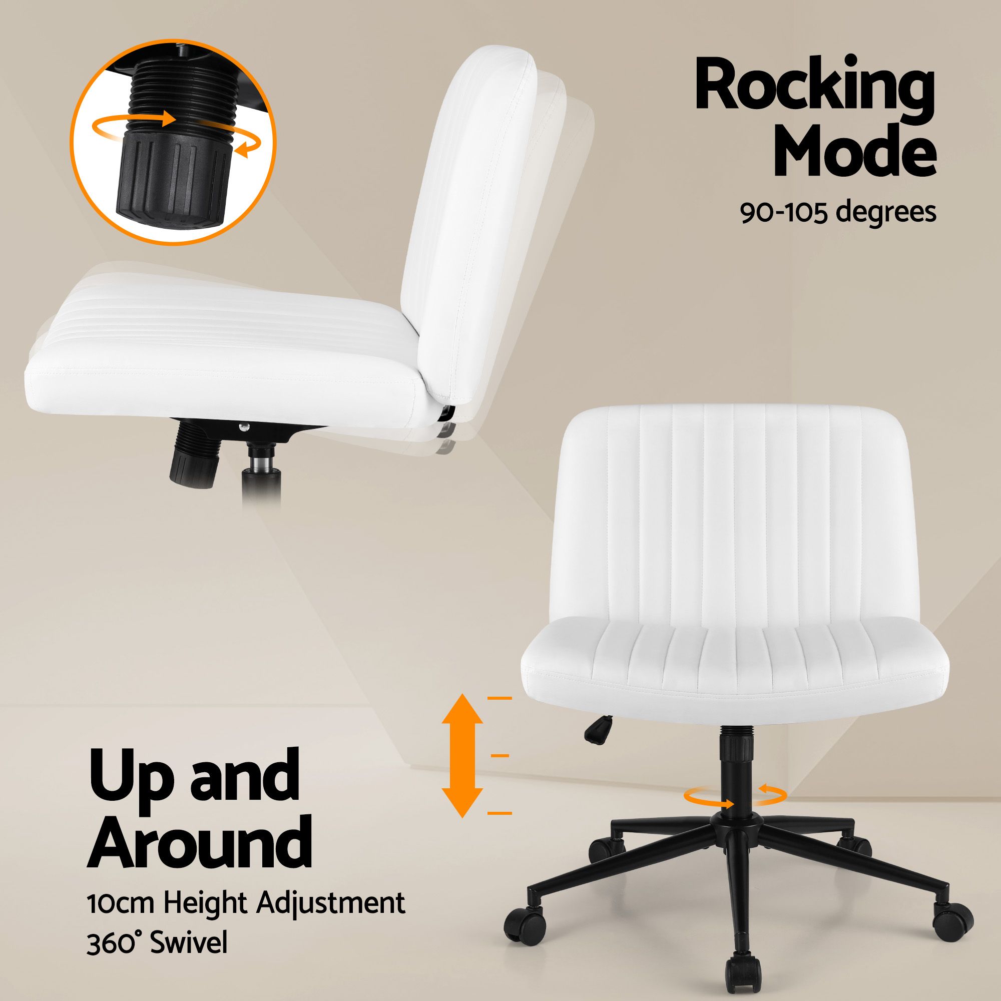 Artiss Office Desk & Chair Set 150cm Computer Desk with 6 Storage Shelves & Ergonomic Cross Legged Chair Armless Cross PU Leather Office Chair with Wheels - Image 8