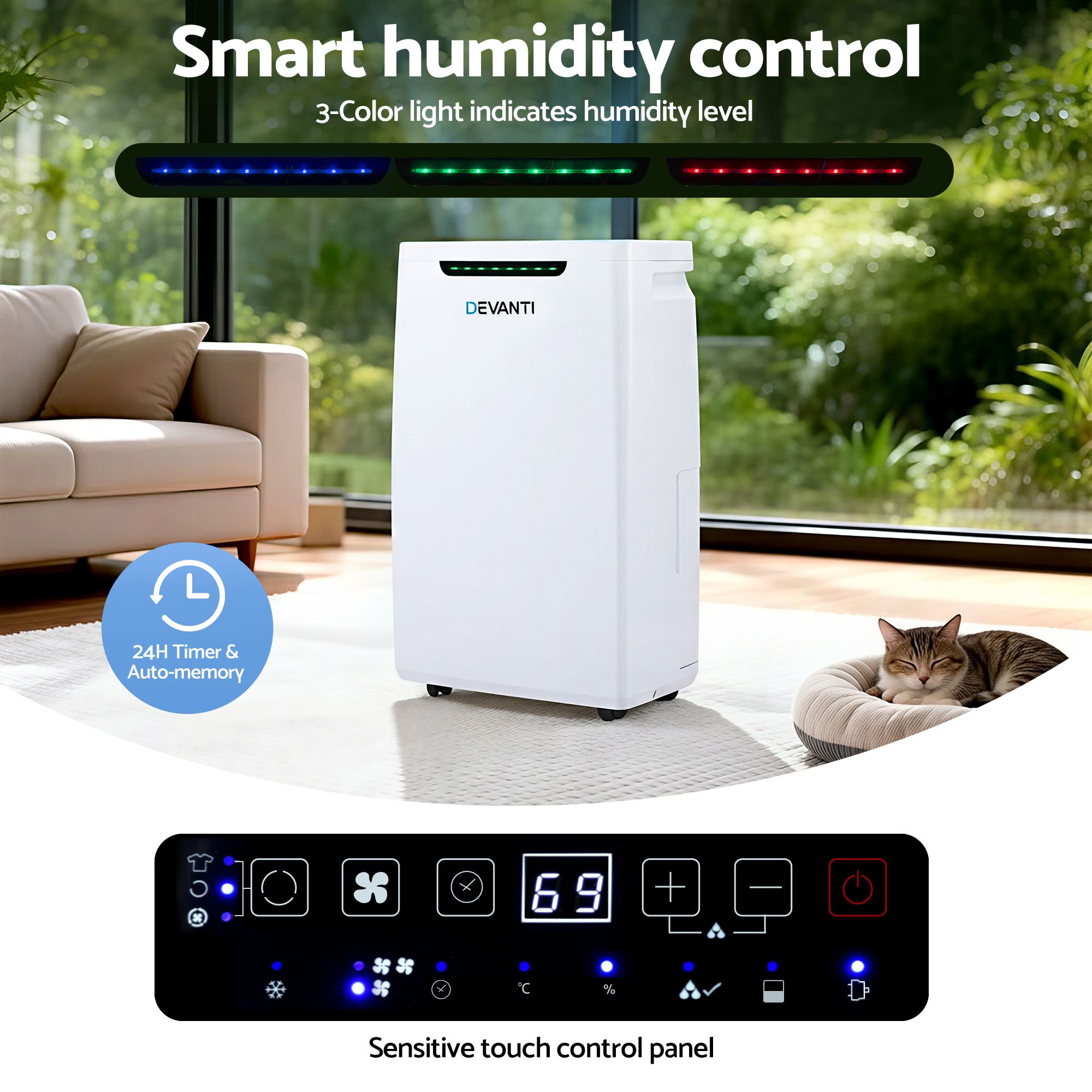 Devanti 16L Dehumidifier Portable Air Dryer Moisture Absorber 5.5L Water Tank Home - Image 5