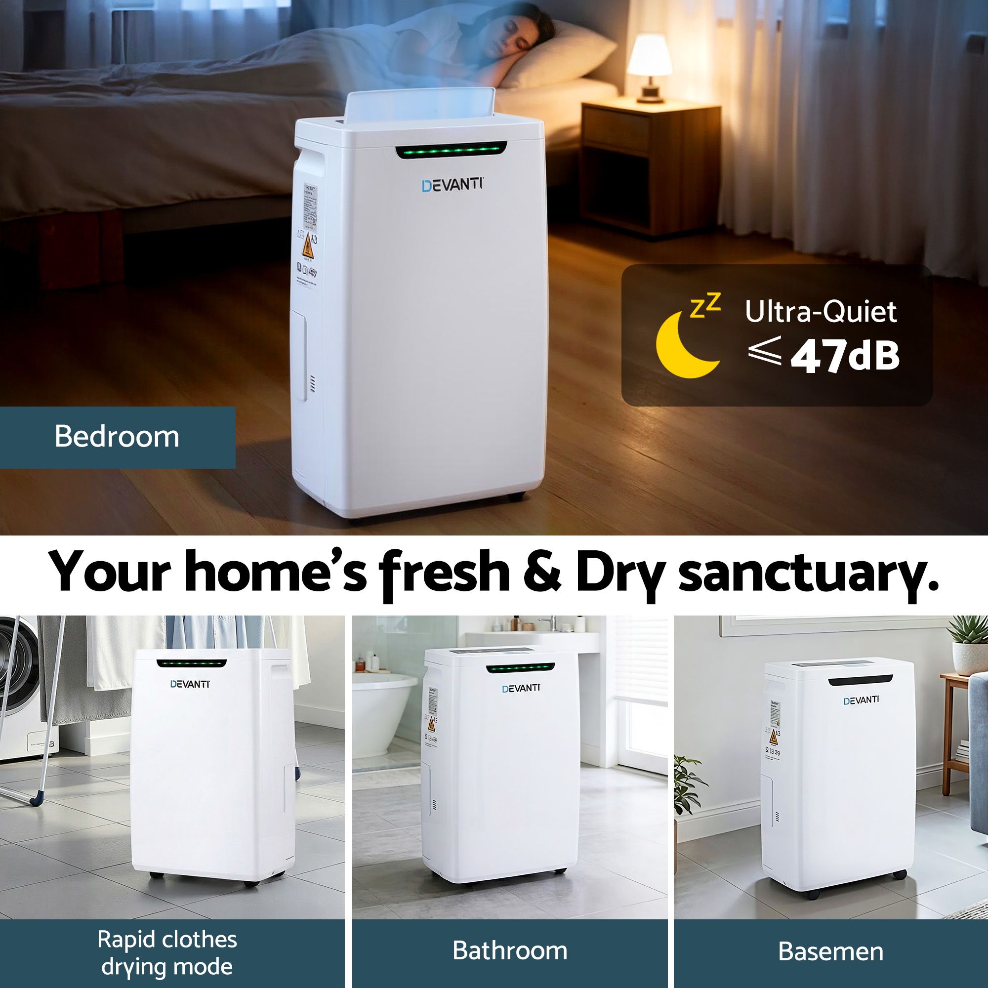 Devanti 16L Dehumidifier Portable Air Dryer Moisture Absorber 5.5L Water Tank Home - Image 8