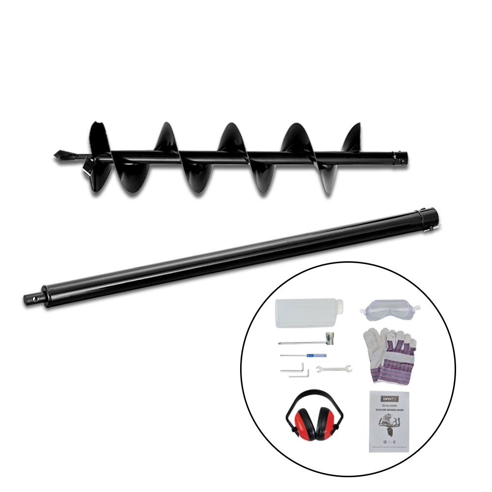 Giantz 66CC Post Hole Digger 200mm Petrol Drill Extension Auger Bits - Image 7