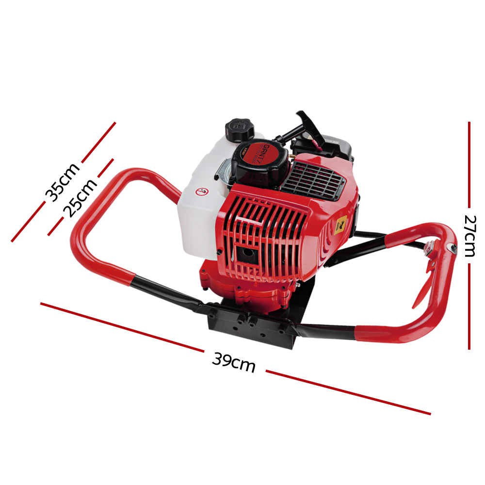 Giantz 66CC Post Hole Digger Motor Only Petrol Engine Red - Image 2