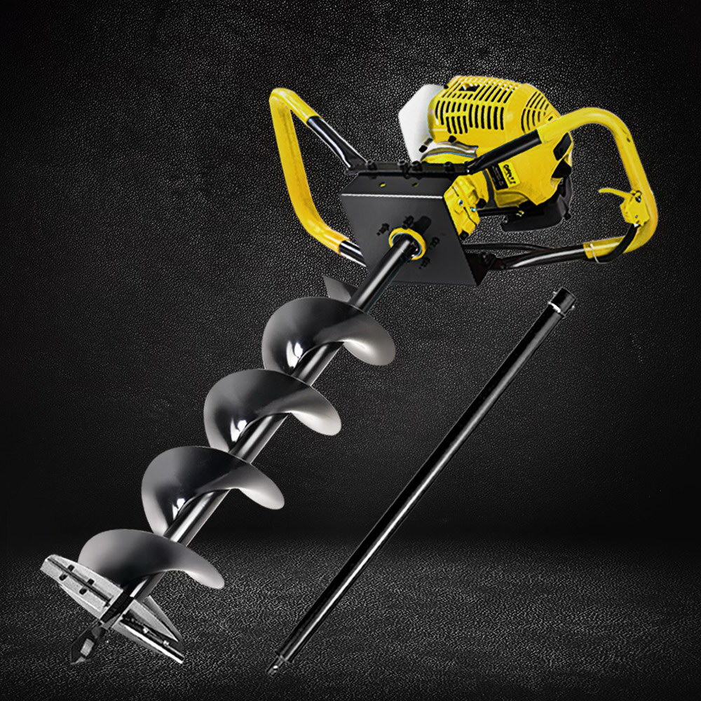 Giantz 80CC Post Hole Digger 200mm Petrol Drill Auger Extension Bits - Image 1