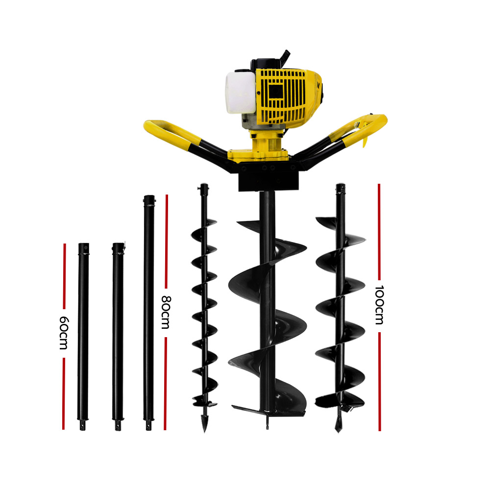 Giantz 80CC Petrol Post Hole Digger Auger Extension Bits Kits - Image 2
