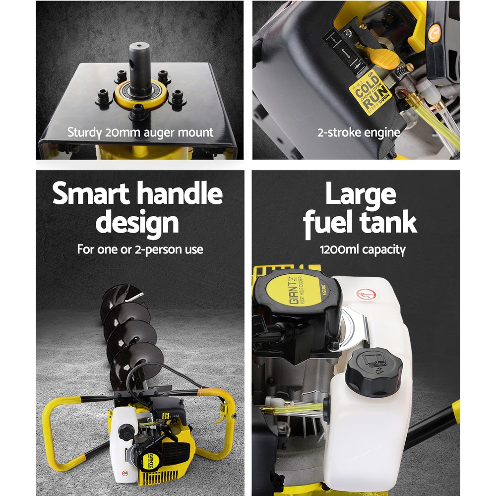Giantz 80CC Petrol Post Hole Digger Auger Extension Bits Kits - Image 5