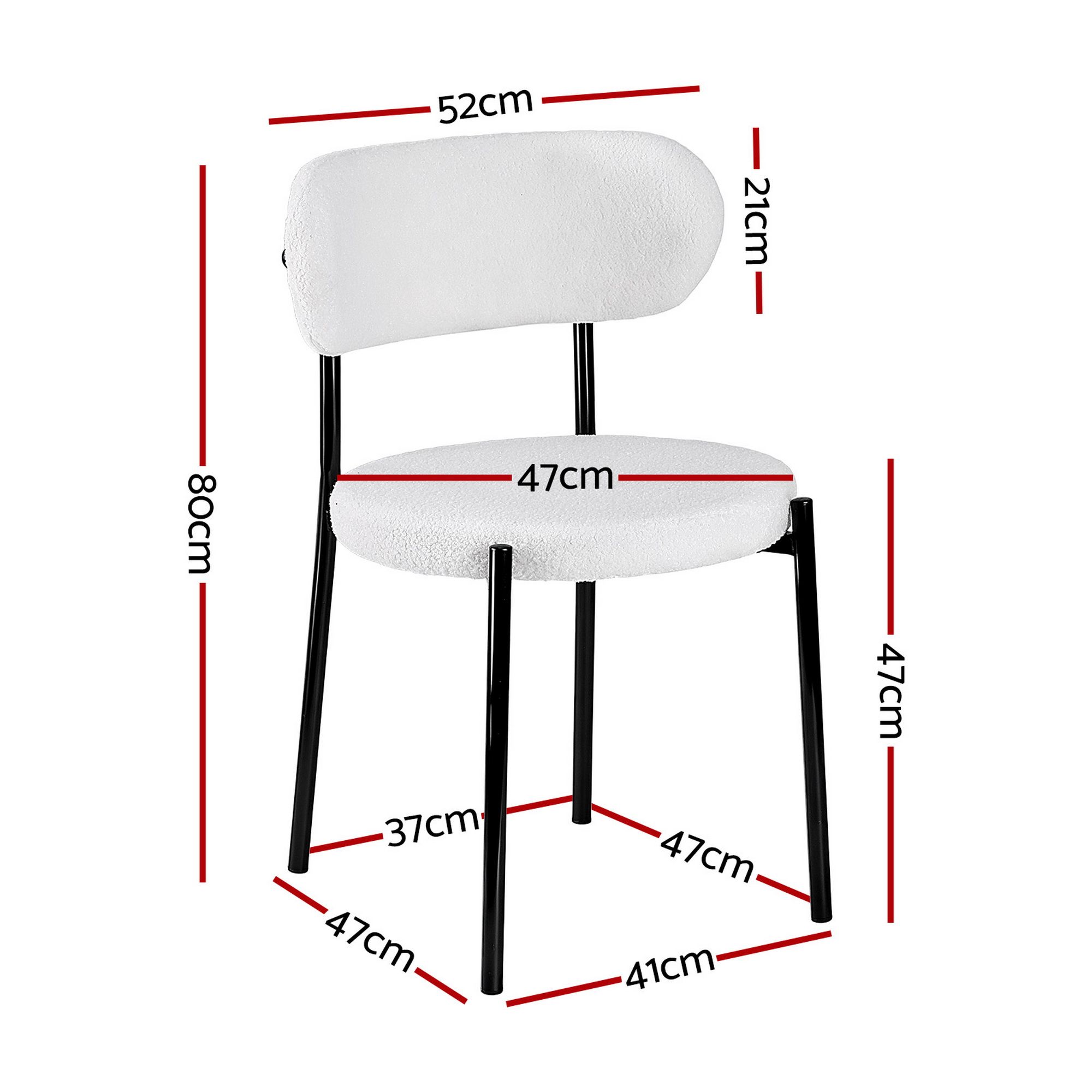 Artiss Dining Chairs Set of 6 Sherpa Boucle White - Image 2