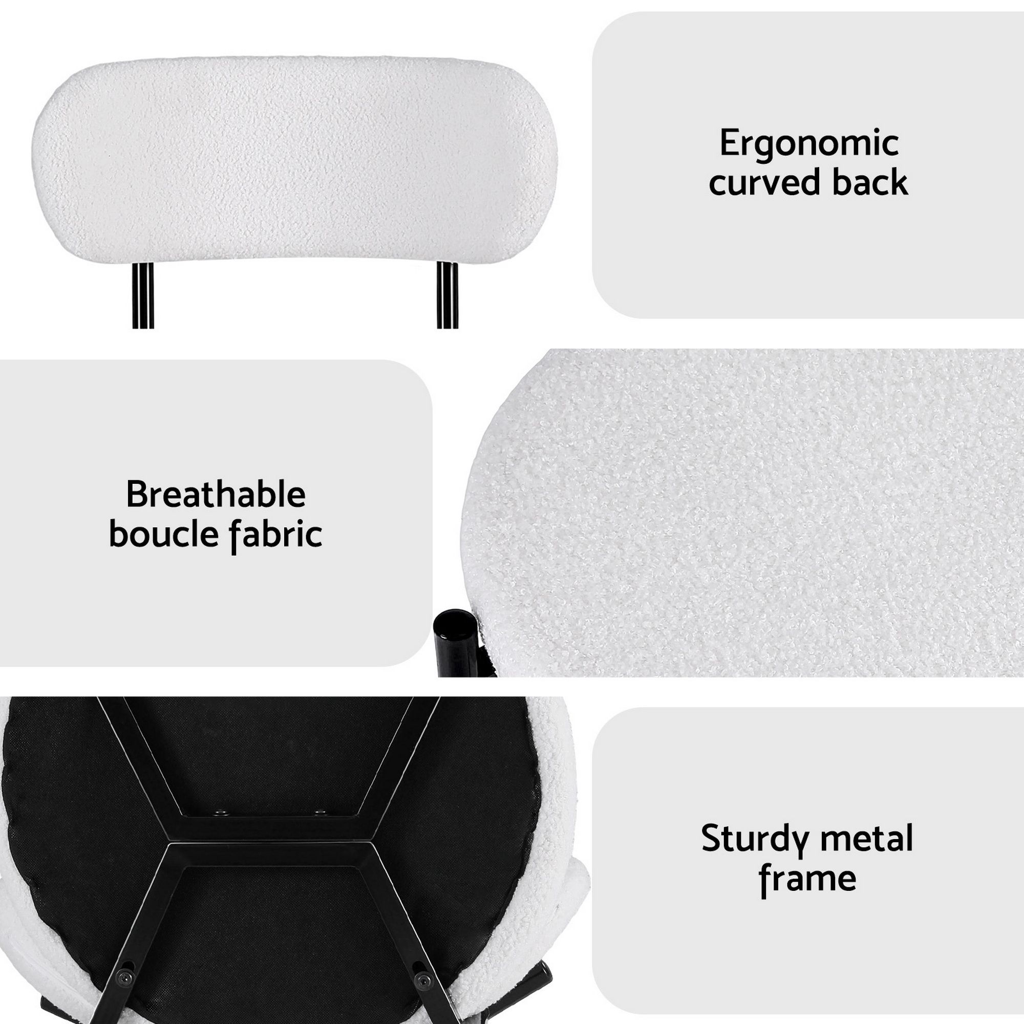 Artiss Dining Chairs Set of 6 Sherpa Boucle White - Image 7