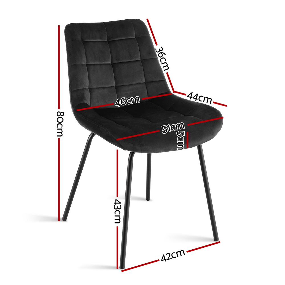 Artiss 4x Dining Chairs Velvet Tufted Kitchen Lounge Cafe Accent Chair Black - Image 2
