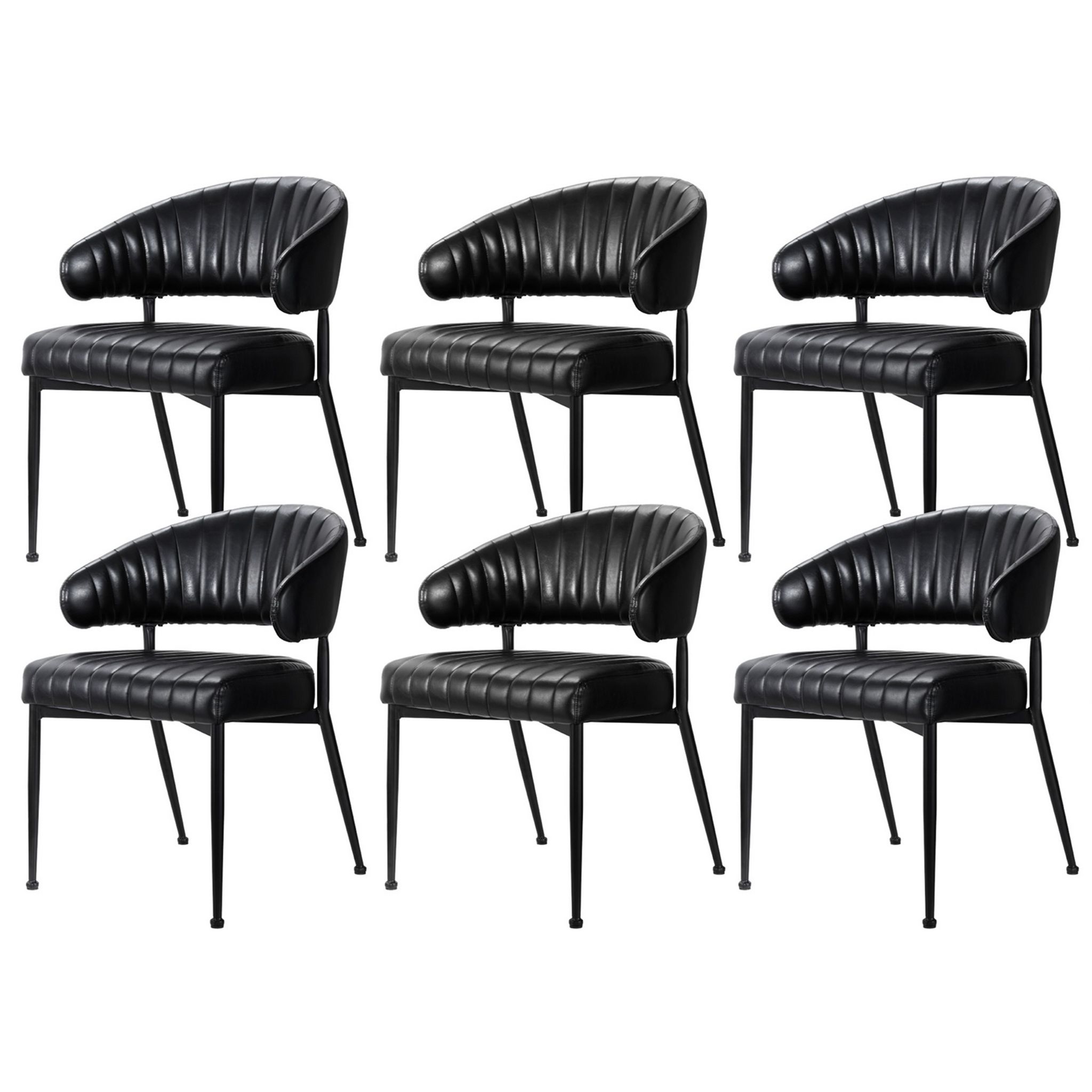 Artiss Dining Chairs Set of 6 Leather Hollow Armchair Black - Image 1