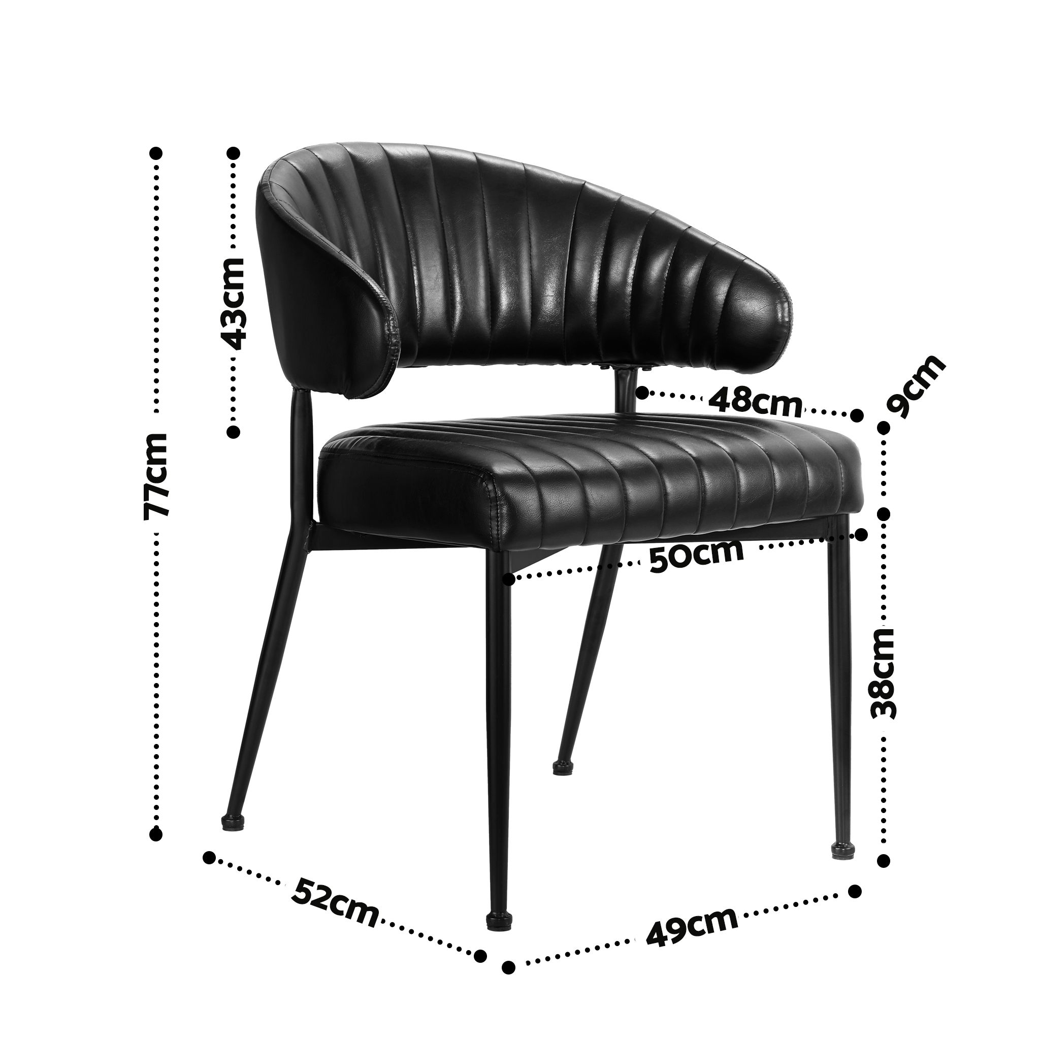 Artiss Dining Chairs Set of 6 Leather Hollow Armchair Black - Image 2