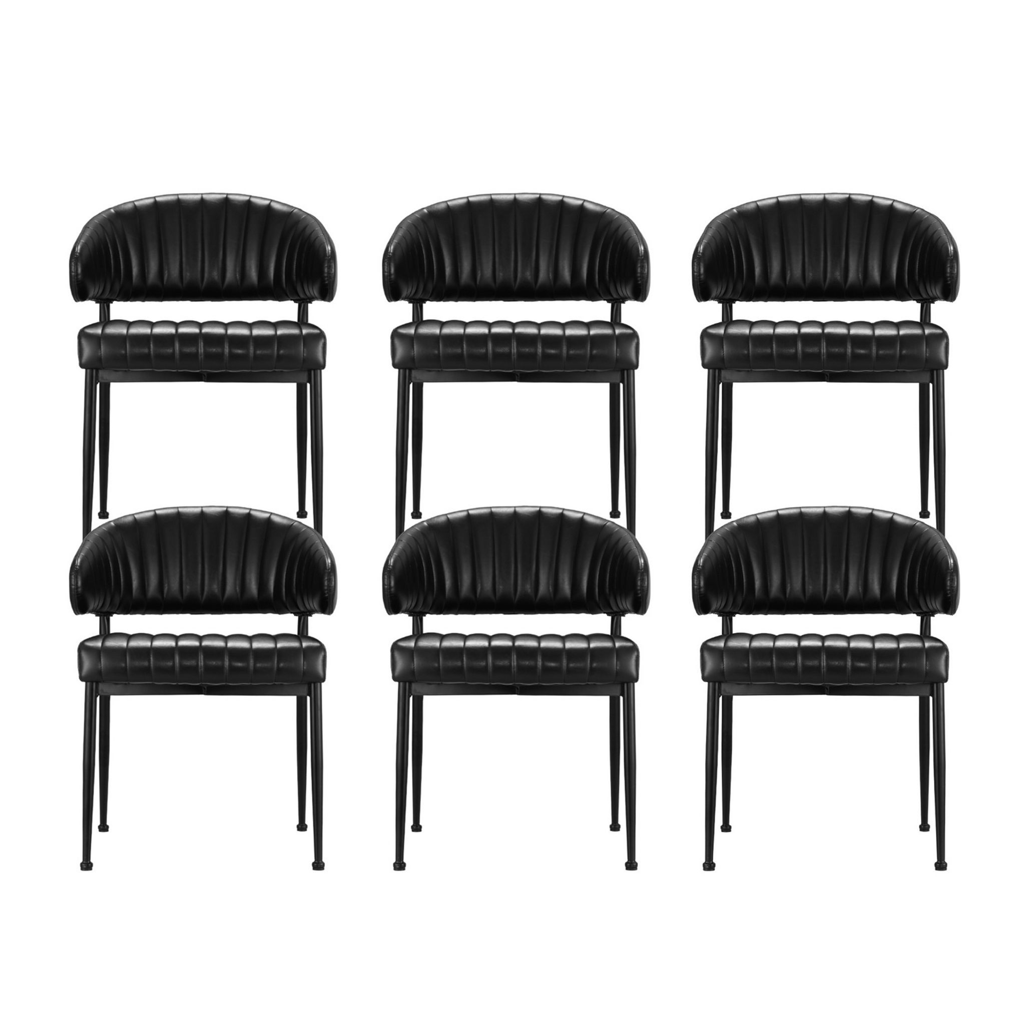 Artiss Dining Chairs Set of 6 Leather Hollow Armchair Black - Image 3