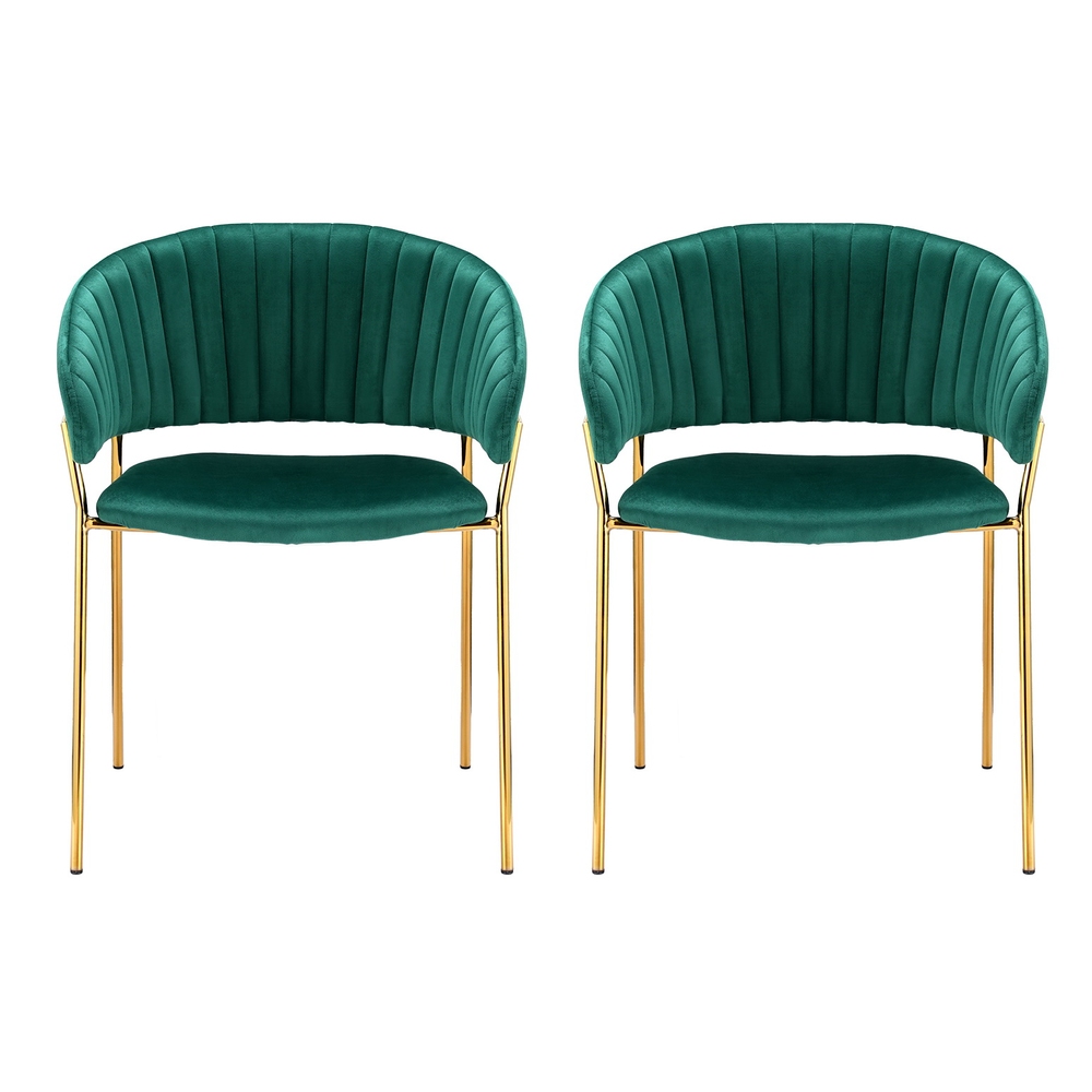 Artiss Dining Chairs Set of 2 Velvet Hollow Armchair Green - Image 3
