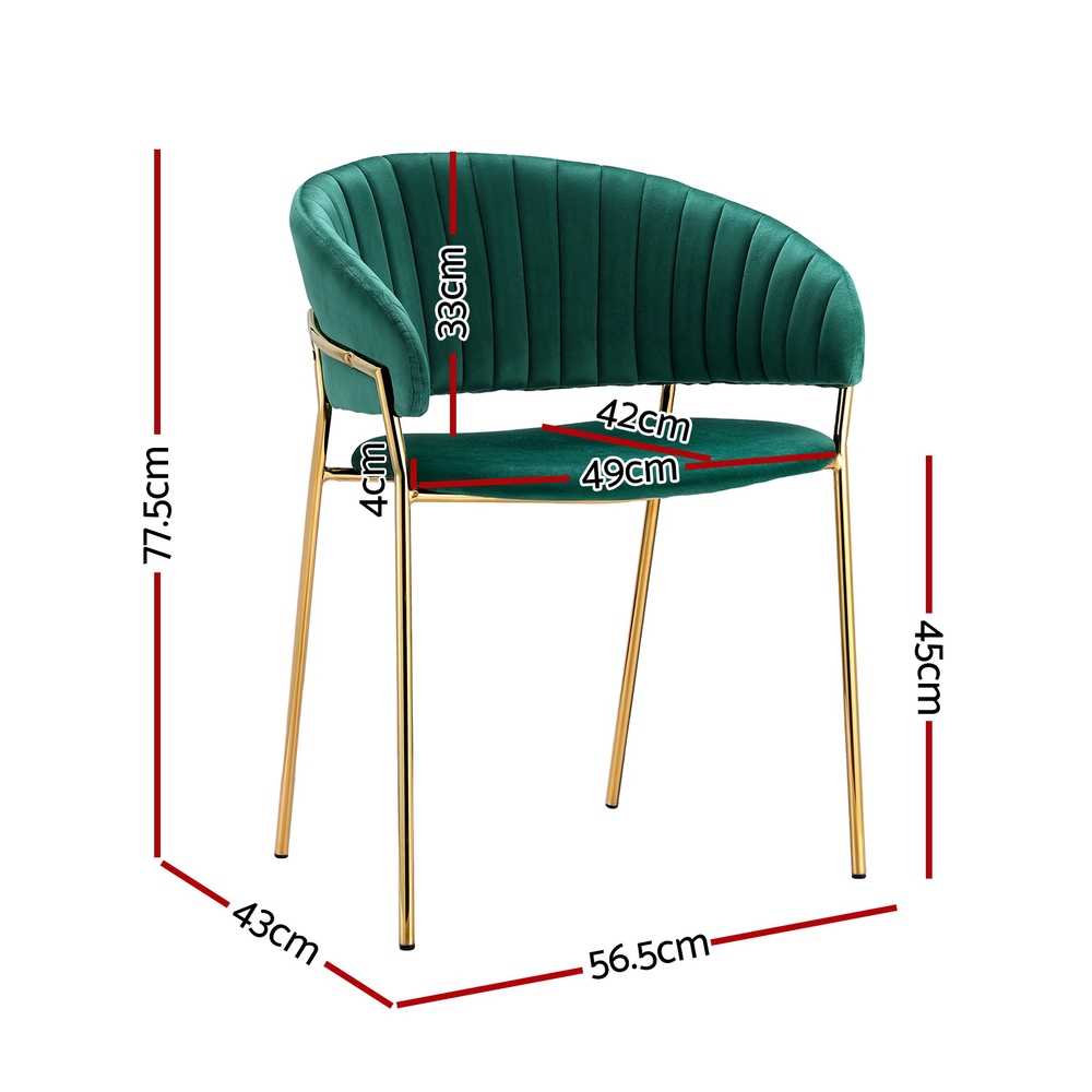 Artiss Dining Chairs Set of 4 Velvet Hollow Armchair Green - Image 2