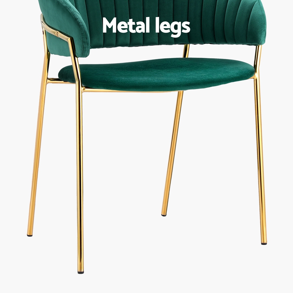 Artiss Dining Chairs Set of 4 Velvet Hollow Armchair Green - Image 6
