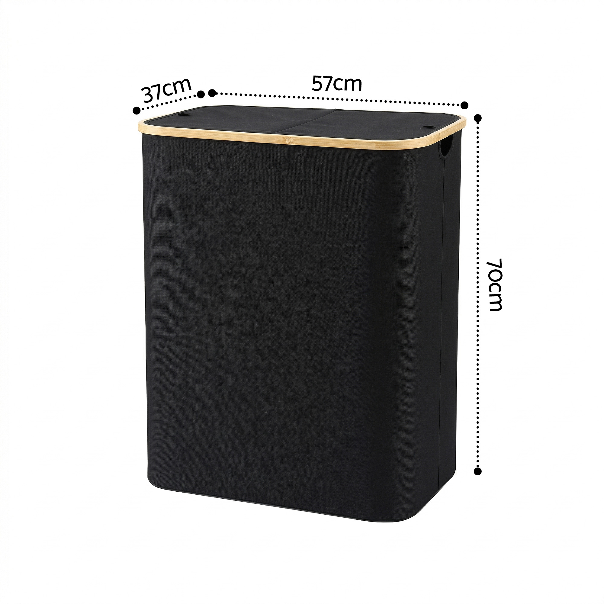 Artiss 2 Sections Laundry Basket with Removable Bags Foldable Black - Image 2