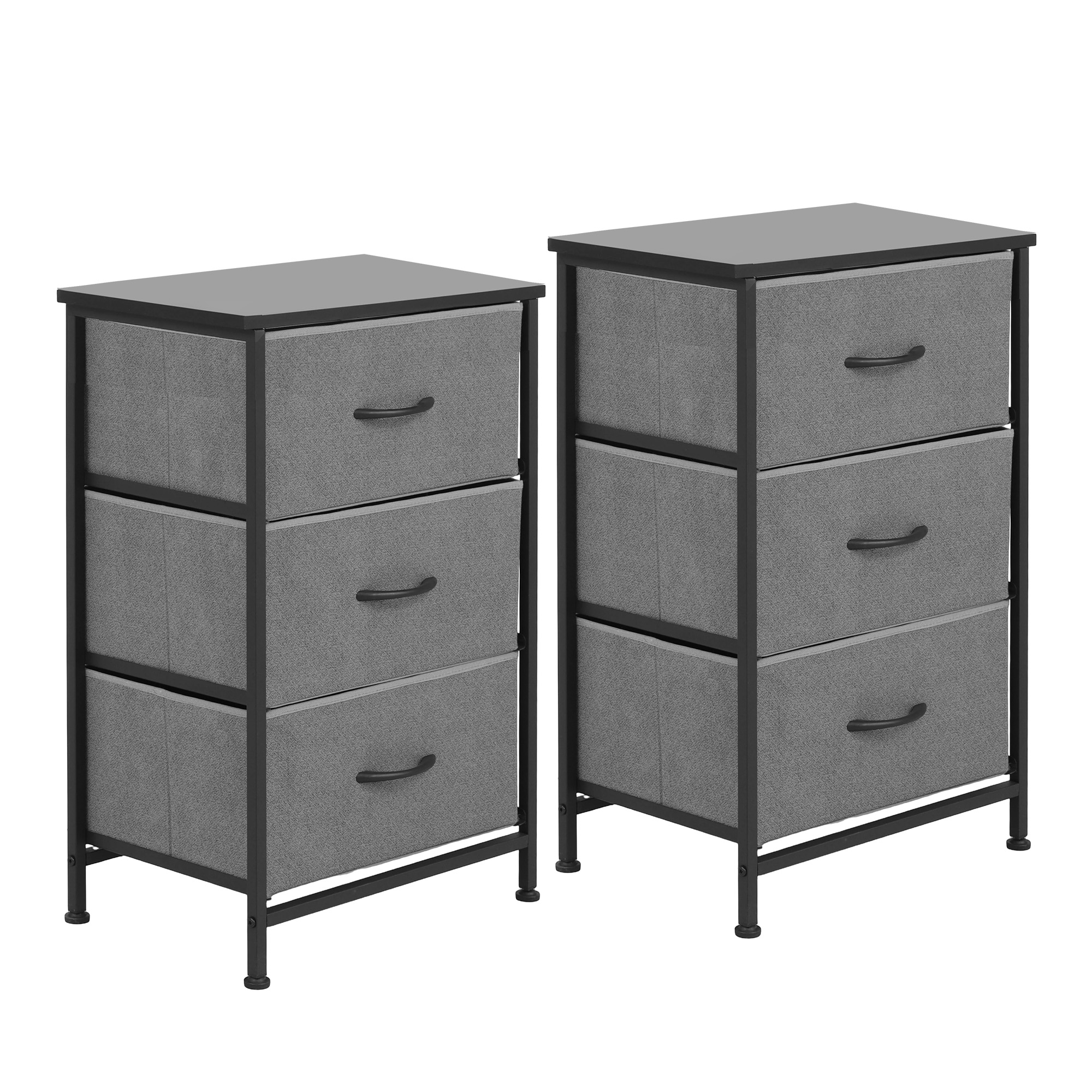 Artiss Set of 2 Chest of 3 Drawers Storage Dresser Tallboy Grey - Image 8