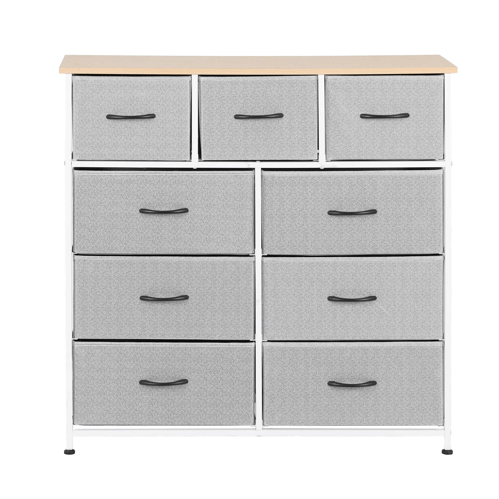 Artiss Chest of 9 Drawers Storage Dresser Tallboy Light Grey - Image 4