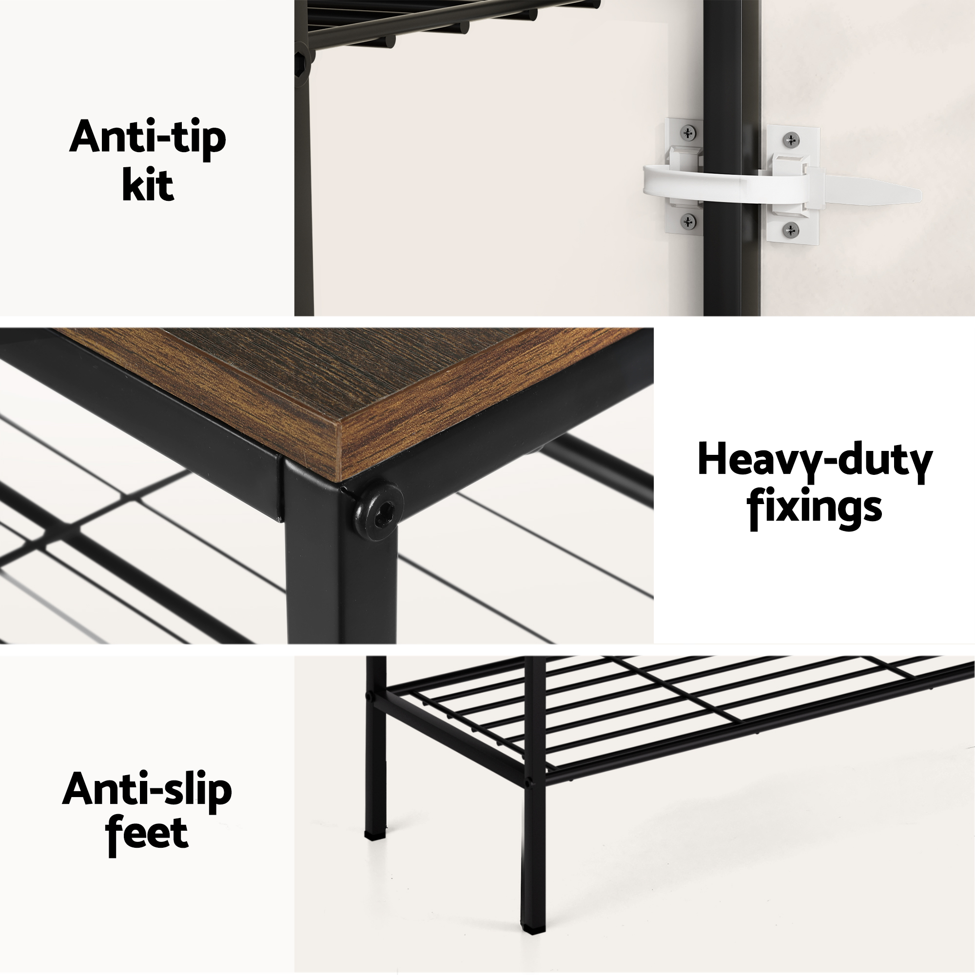 Artiss Shoe Rack 4 tier Storage Organiser Walnut - Image 7