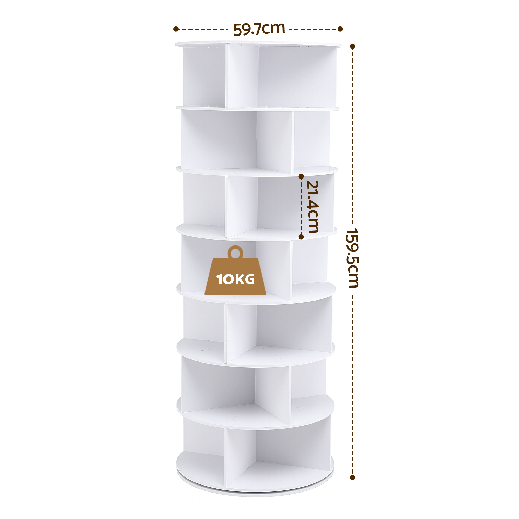 Artiss 7 Tier 360° Rotating Shoe Rack Storage Display Shelf White - Image 3