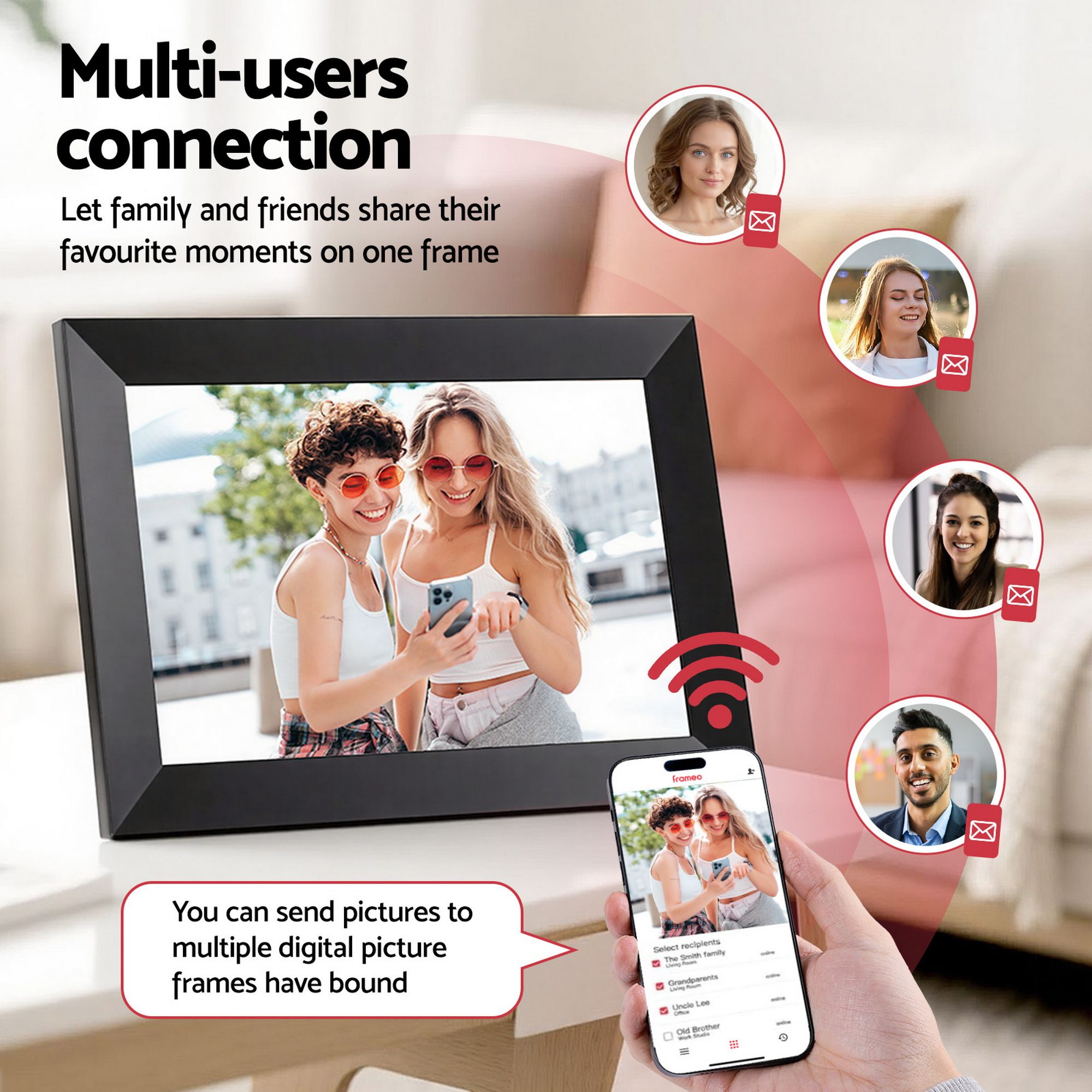 Artiss Digital Photo Frame 10.1 Inch WIFI Touch-Screen Picture Video Player 32G - Image 8