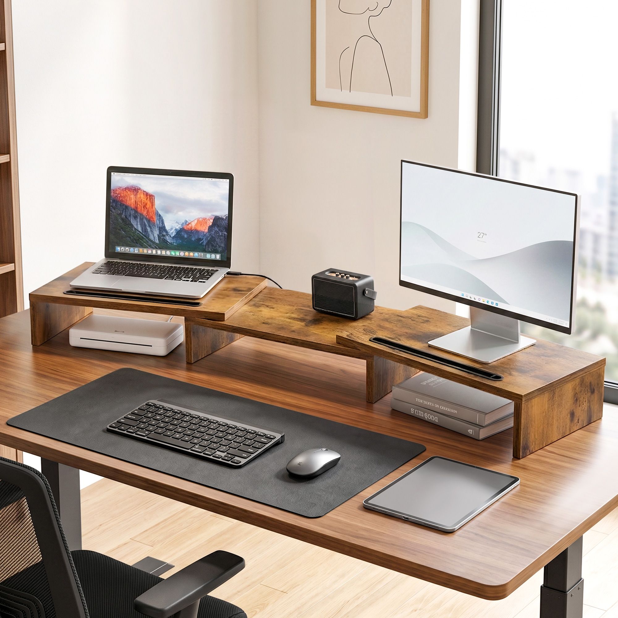 Artiss Dual Monitor Stand Riser - Image 1