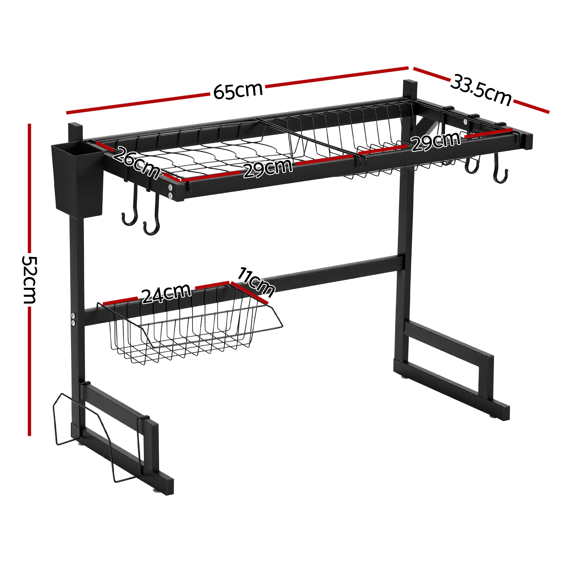 Cefito Dish Drying Rack for Kitchen Storage Organisation Kitchen Sink Organiser Dish Drainer - Image 2