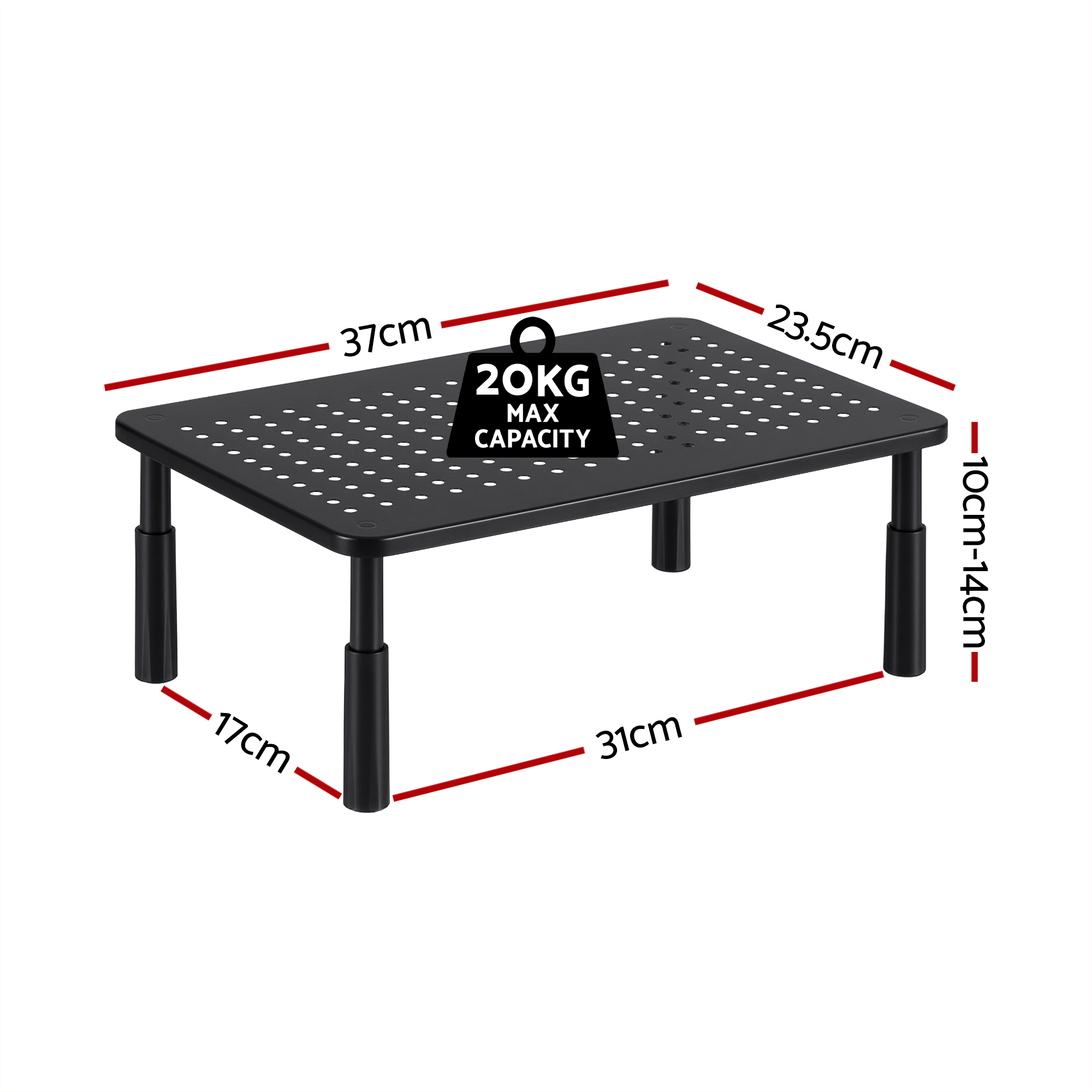 Artiss Monitor Stand Adjustable Riser For Computer Monitor And Laptop 3 Height Desk Organizer Black - Image 2