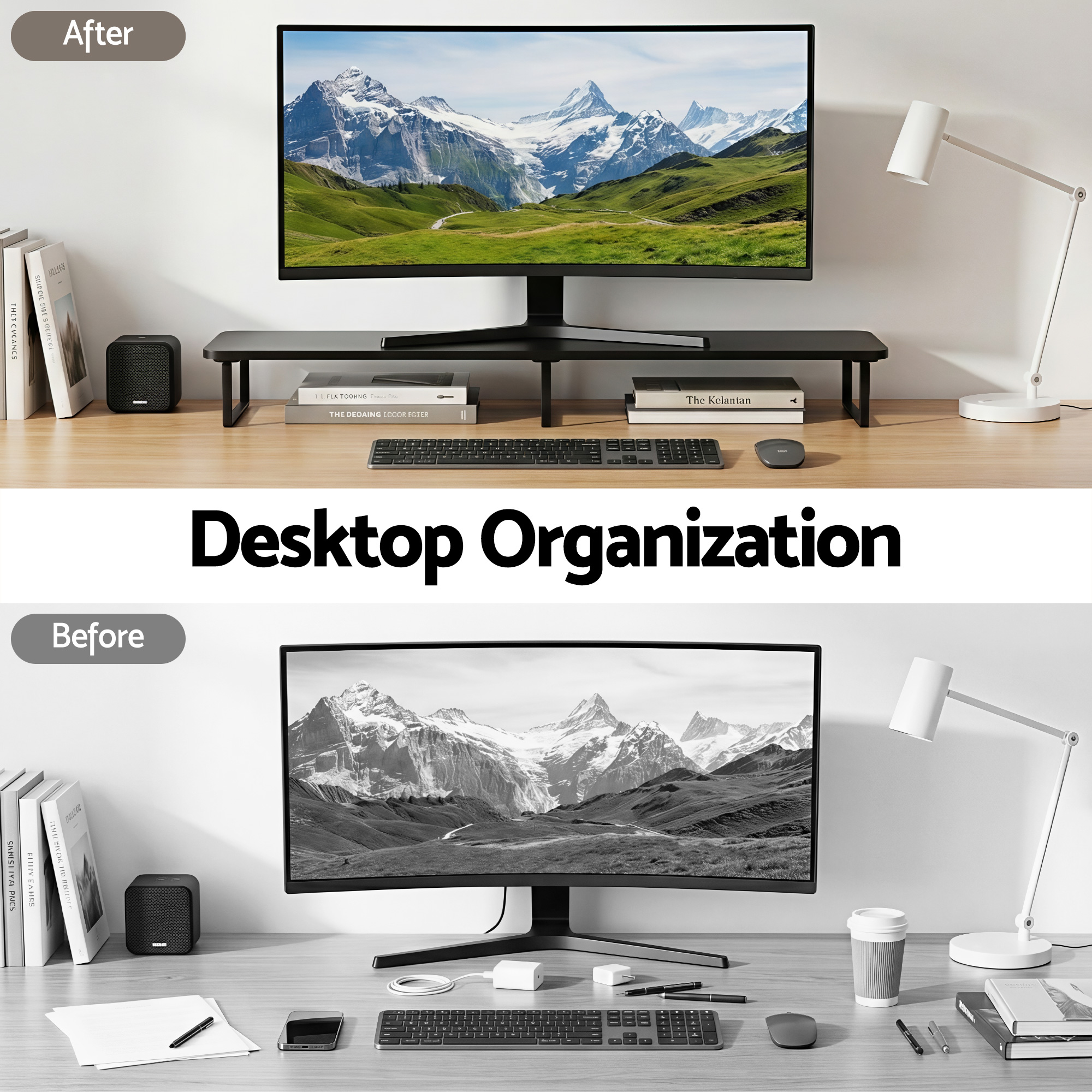 Artiss Dual Monitor Stand 100cm Riser Large Laptop Stand Desk Organiser Black - Image 5